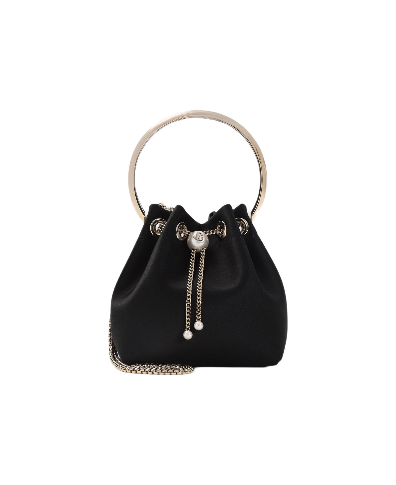 Jimmy Choo Bon Bon Satin Handbag - Black Light Gold
