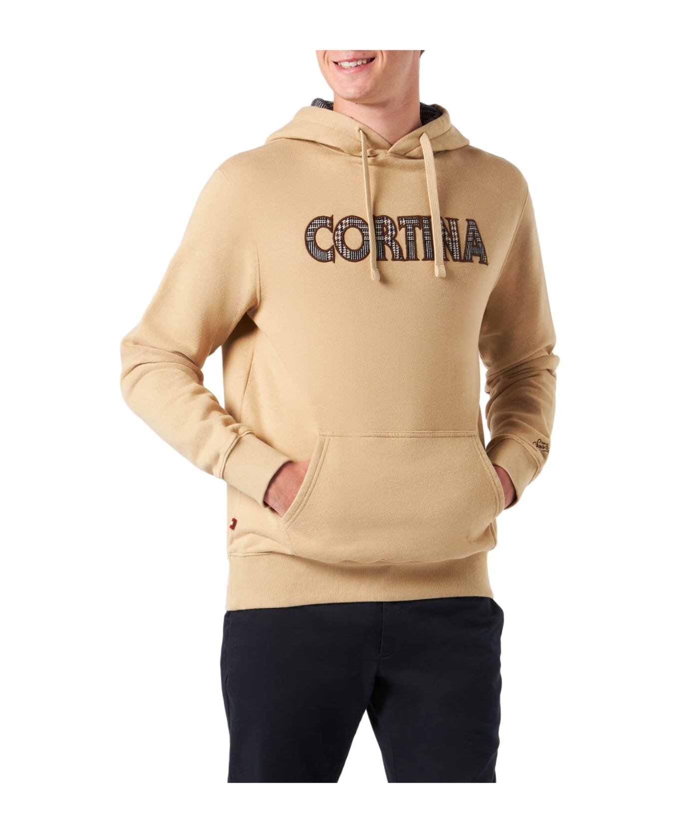 MC2 Saint Barth Man Beige Hoodie With Cortina Patch - GREEN