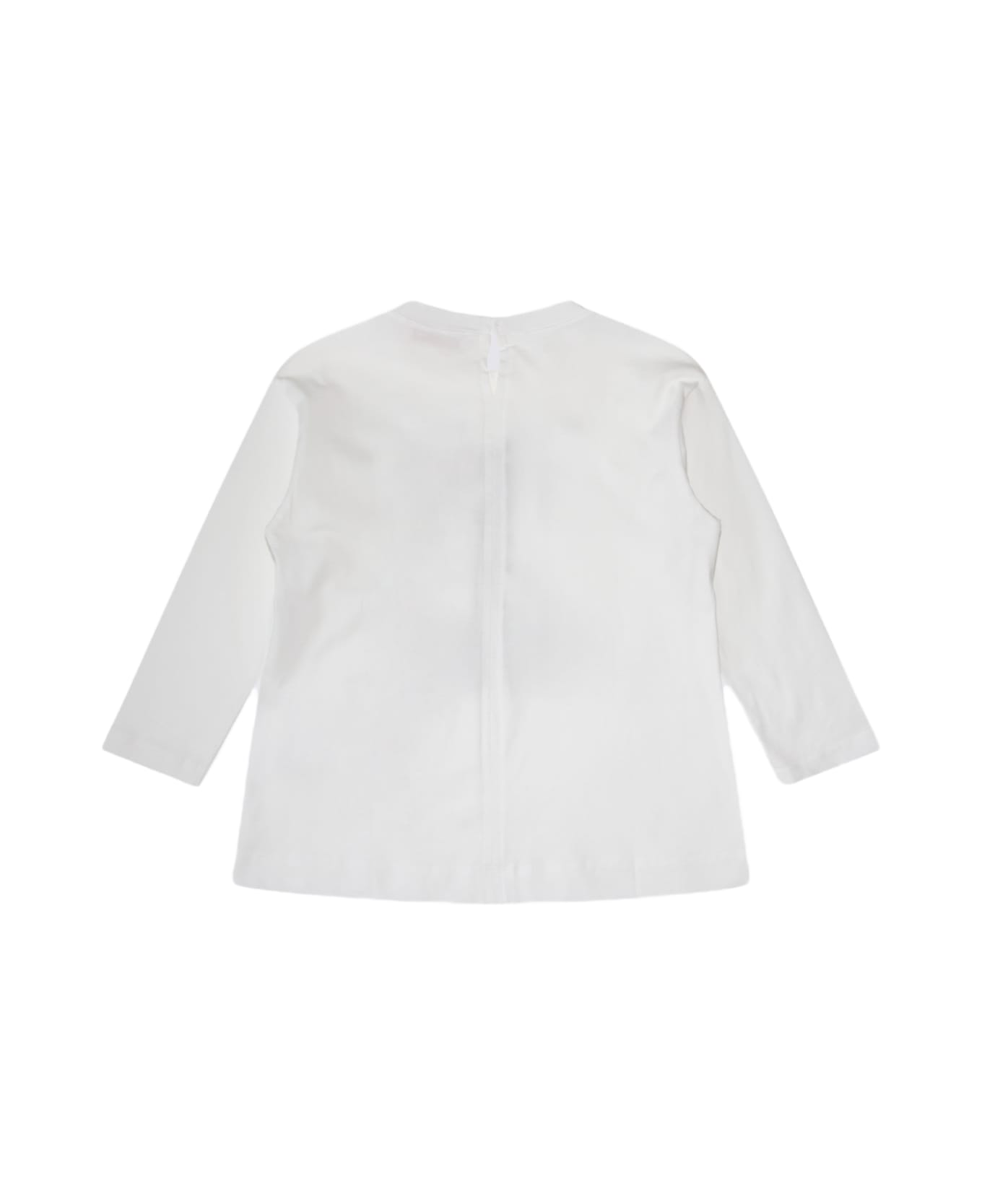 Monnalisa White Cotton T-shirt - Cream Tシャツ＆ポロシャツ