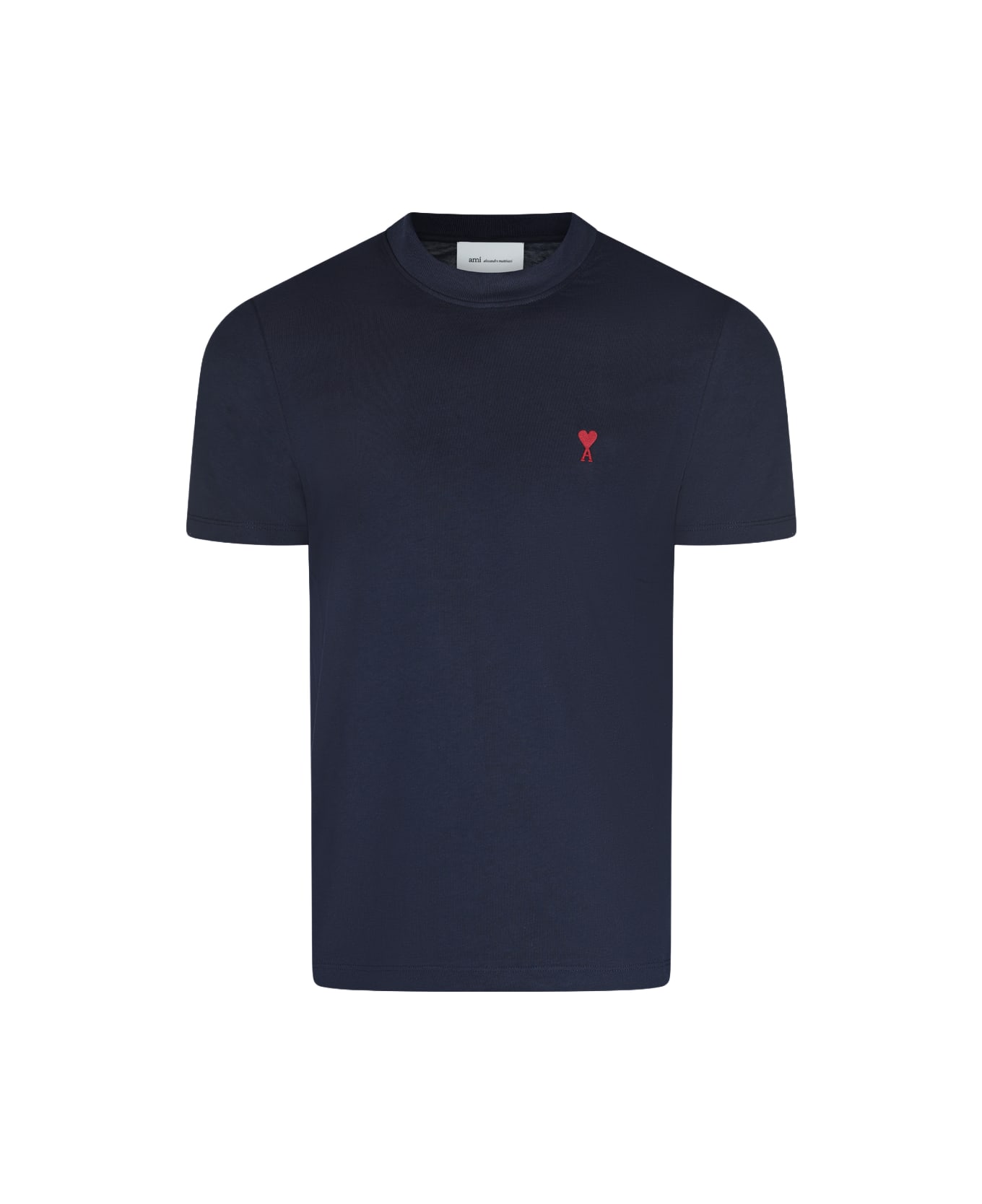 Ami Alexandre Mattiussi Blue Navy Cotton T-shirt - Blue
