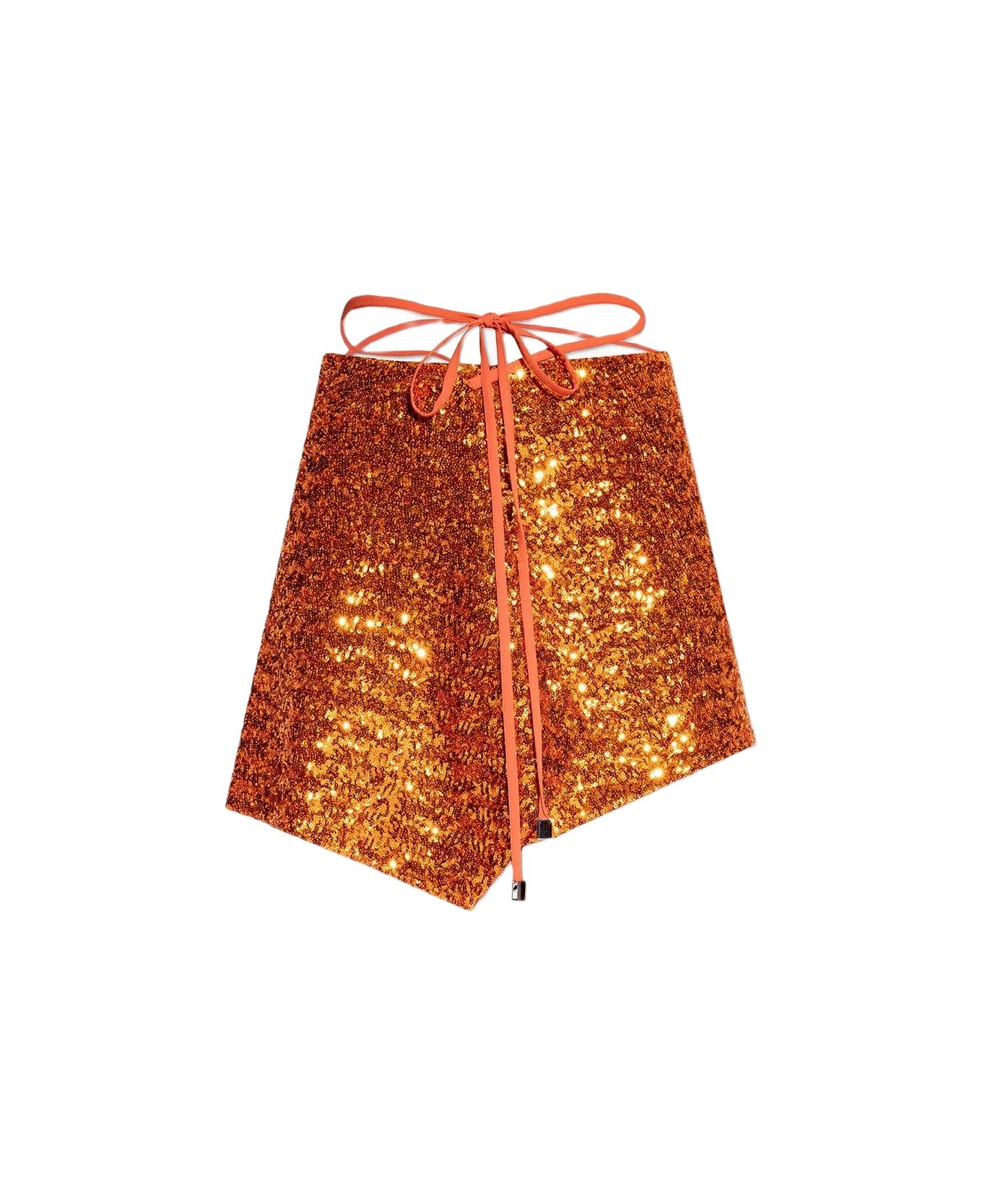 The Attico Sequinned Asymmetric Mini Skirt - Orange