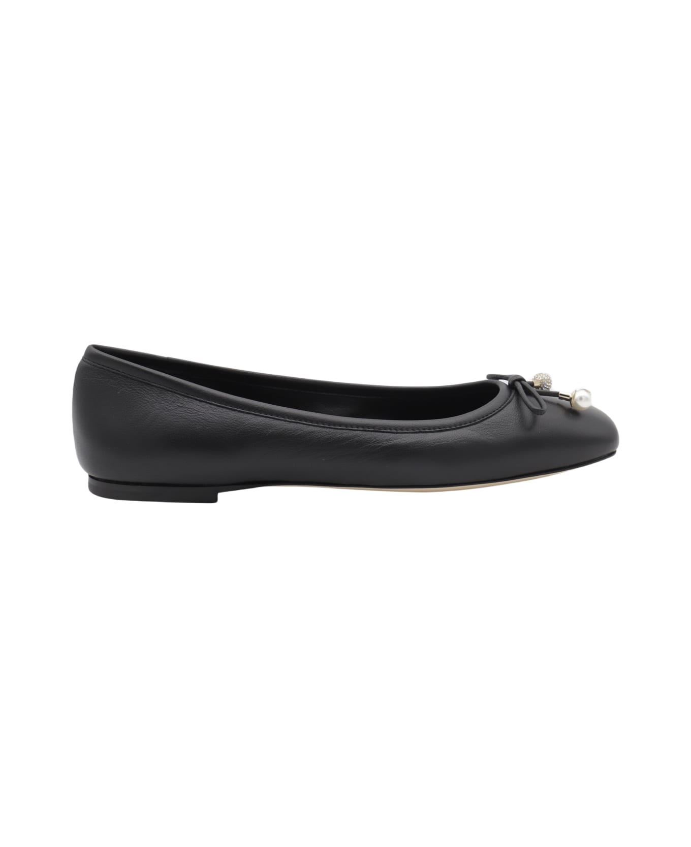 Jimmy Choo Black Leather Flats - Black