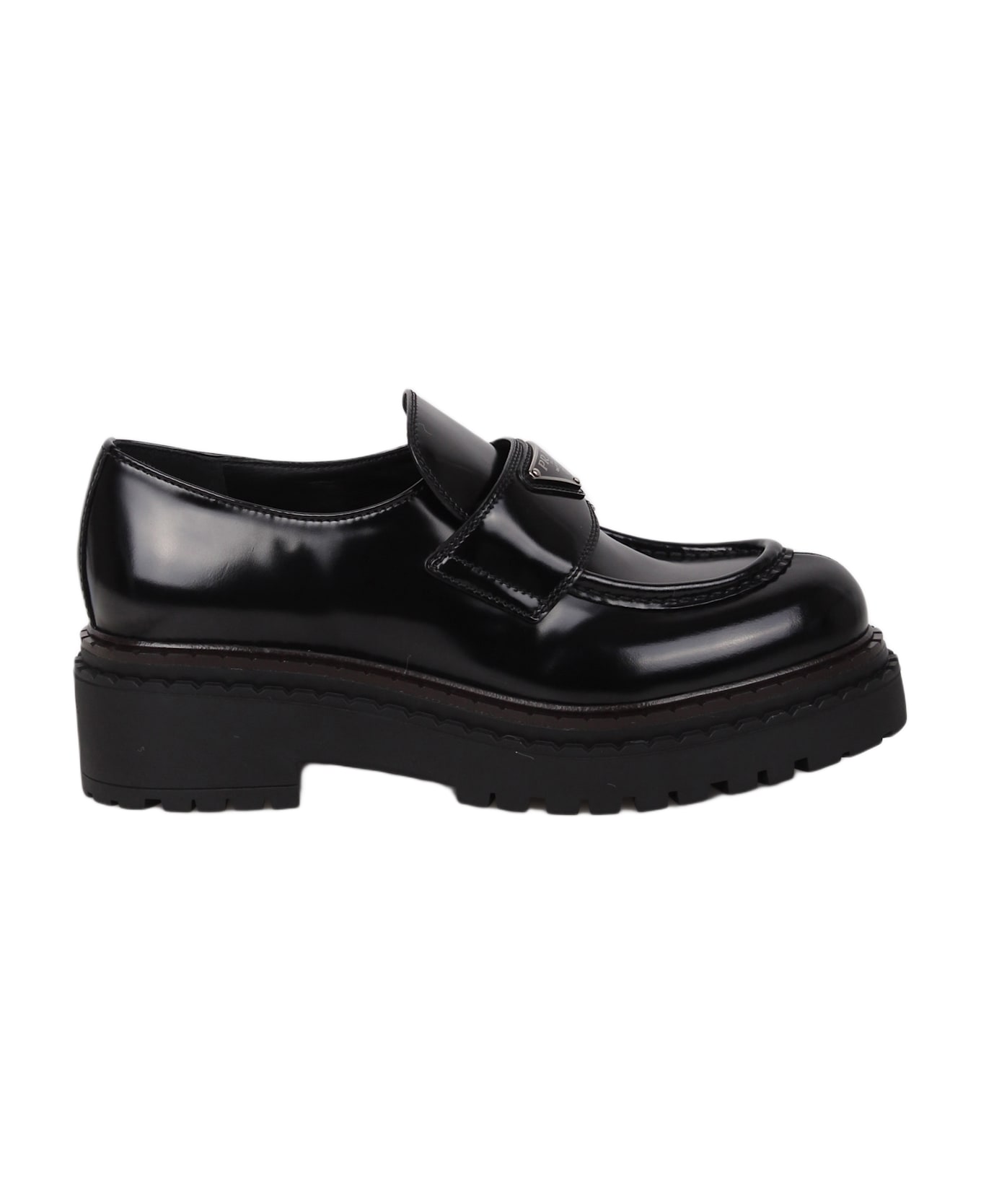Prada Monolith Loafers In Brushed Leather