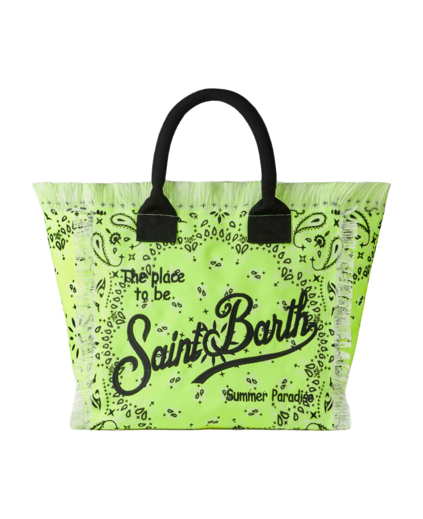 MC2 Saint Barth Vanity Fluo Yellow Shoulder Bag With Bandanna Print - YELLOW