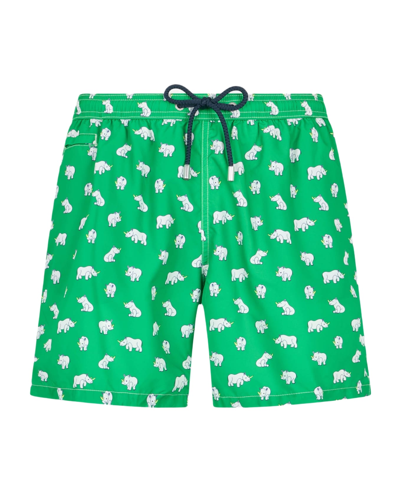 MC2 Saint Barth Man Lightweight Fabric Swim-shorts Lighting Micro Fantasy With Rhino Print - GREEN