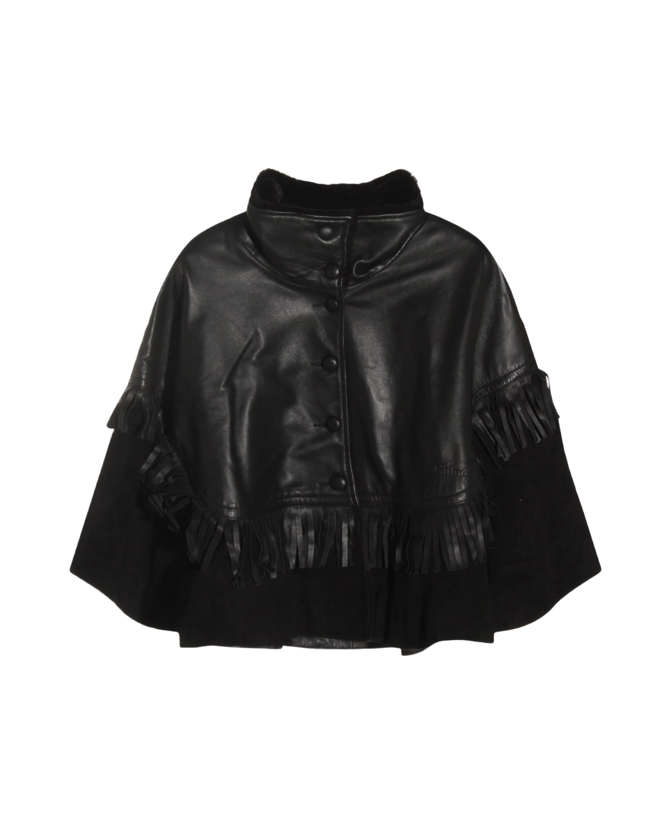 Chloé Black Leather Cape - Black