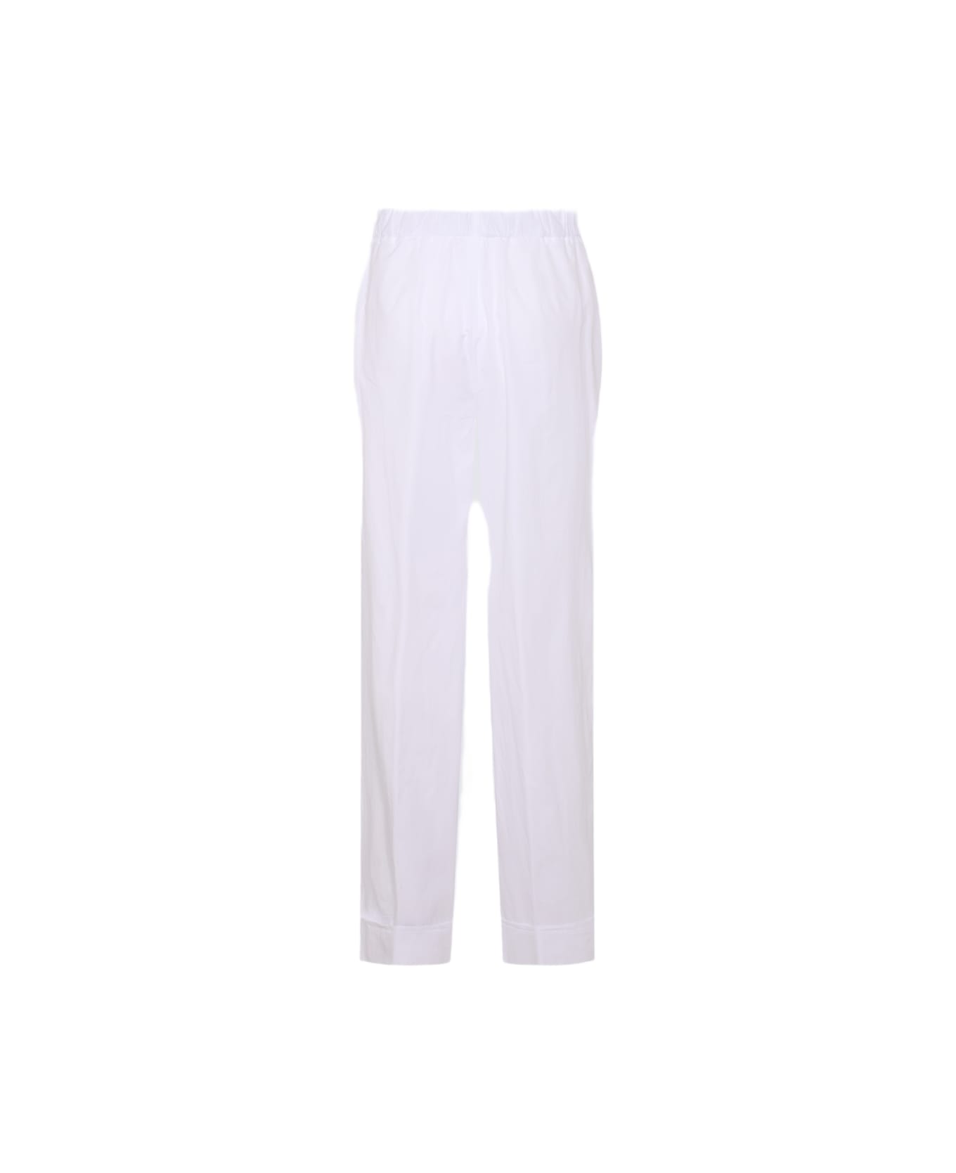 Malo White Cotton Stretch Pants - White