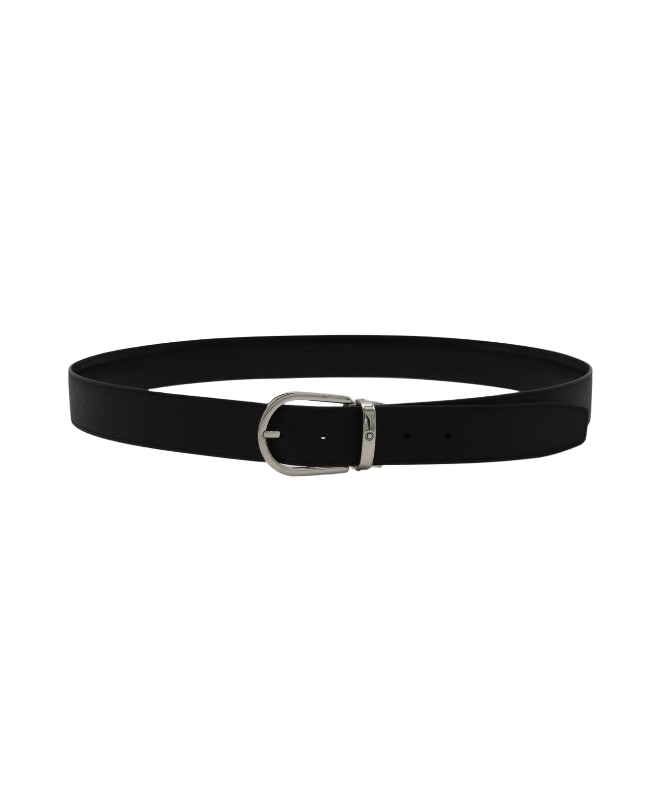 Montblanc Black Leather Belt - BLACK/BLACK SAFFIANO