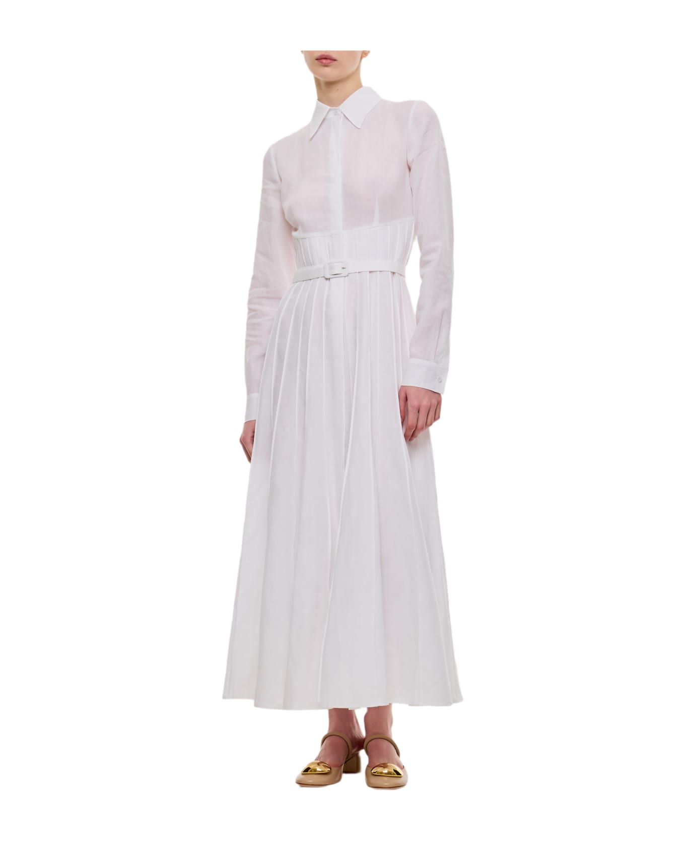 Gabriela Hearst Dewi Midi Cotton Dress - White ワンピース＆ドレス