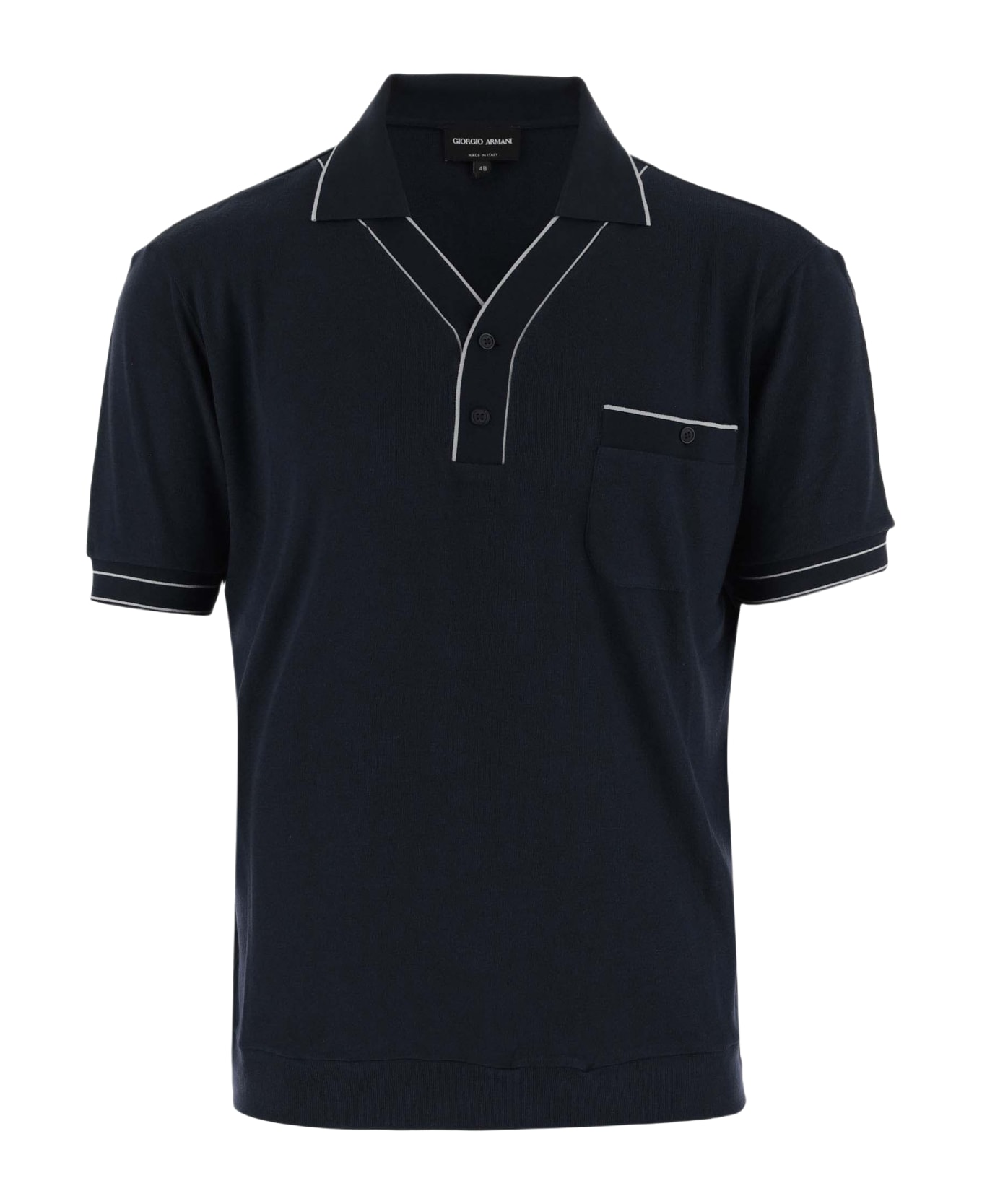 Giorgio Armani Wool And Viscose Blend Polo Shirt - BLUE