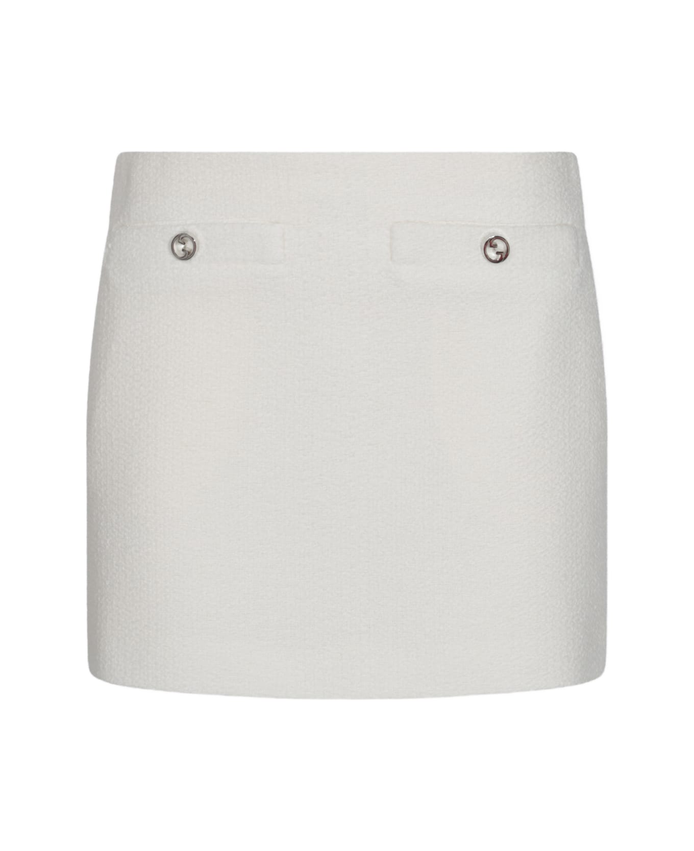 Gucci White Wool Skirt - OFF-WHITE