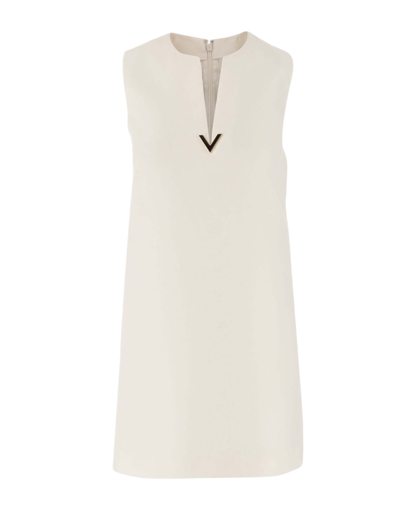 Valentino Wool And Silk Blend Dress - Ivory