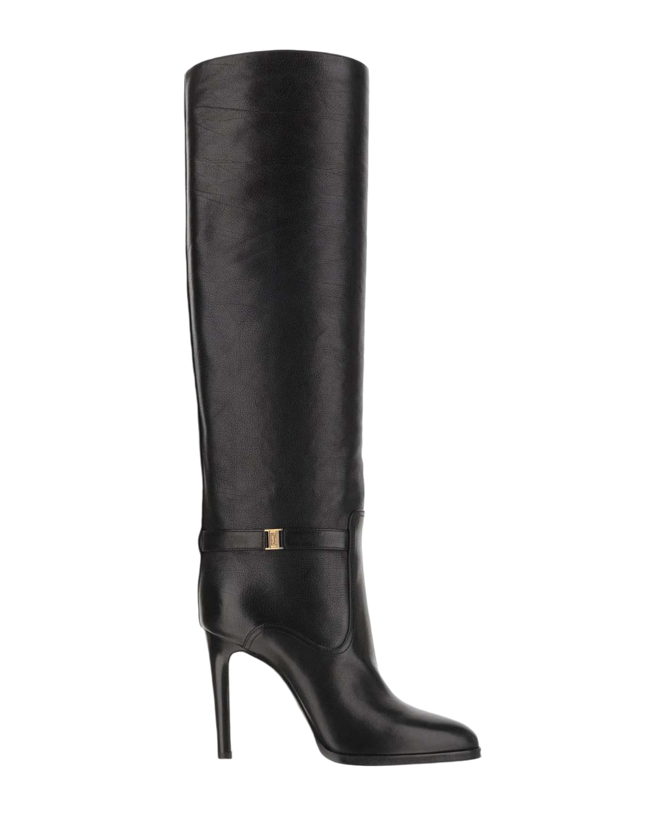 Saint Laurent Diane Grained Leather Boots - Black