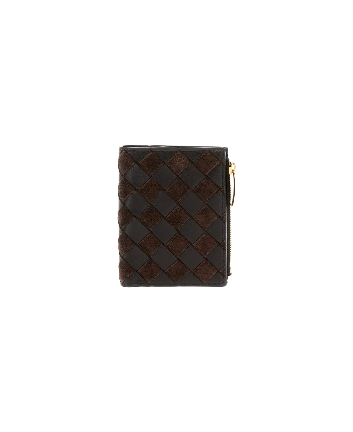 Bottega Veneta Small Intrecciato Wallet - Brown