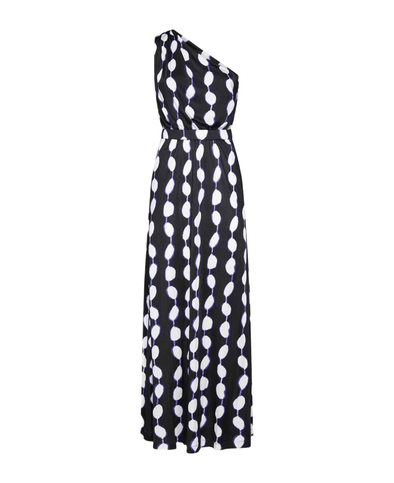 Diane Von Furstenberg Kiera Print Viscose One-shoulder Dress - BLACK