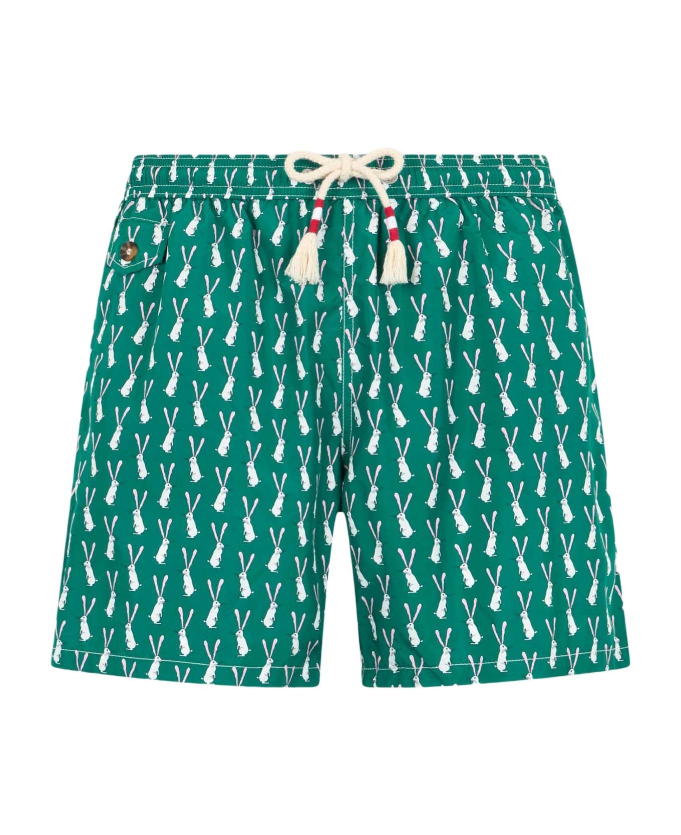 MC2 Saint Barth Man Lightweight Fabric Swim-shorts Lighting 70 With Rabbit Print - GREEN