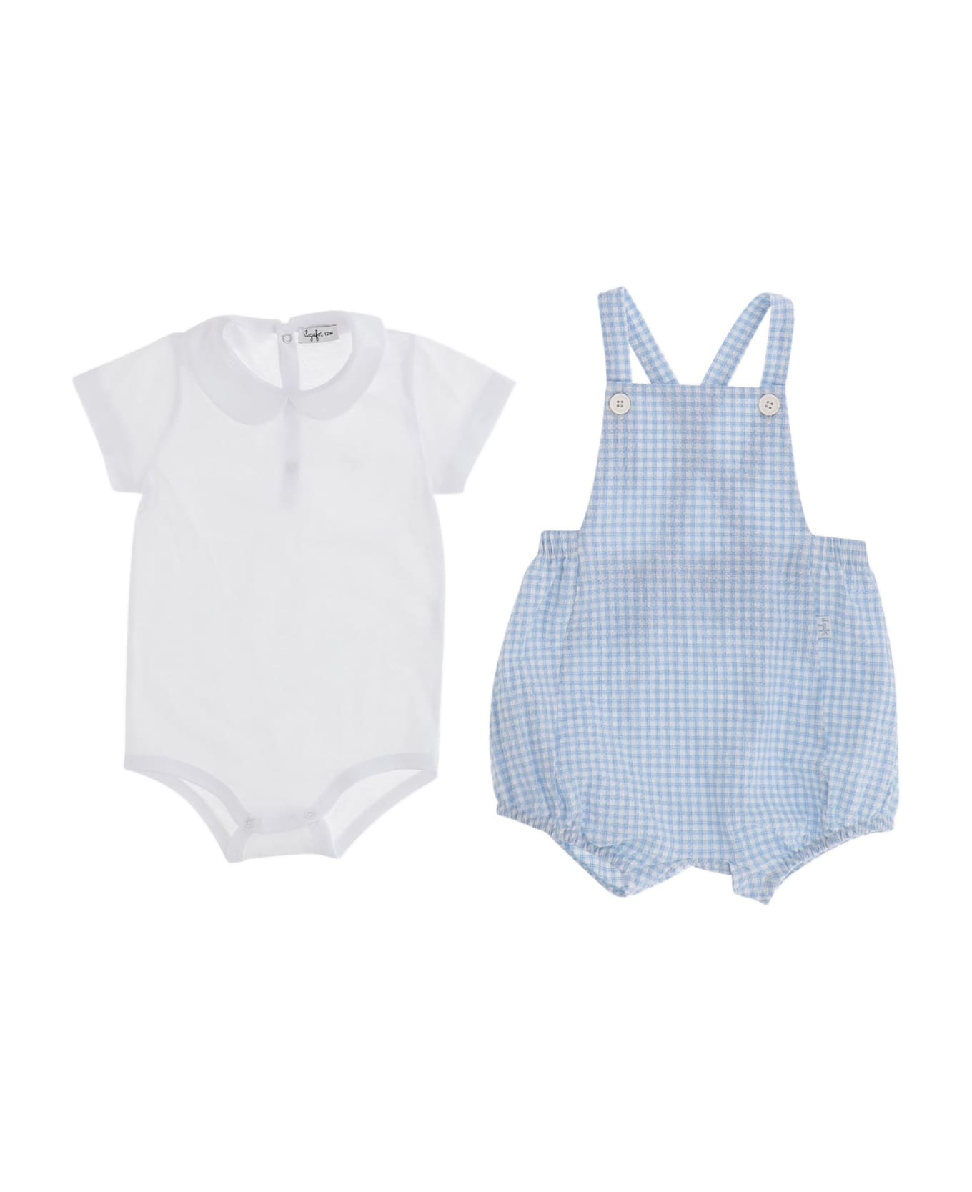 Il Gufo Jumpsuit And Bodysuit Set - Clear Blue