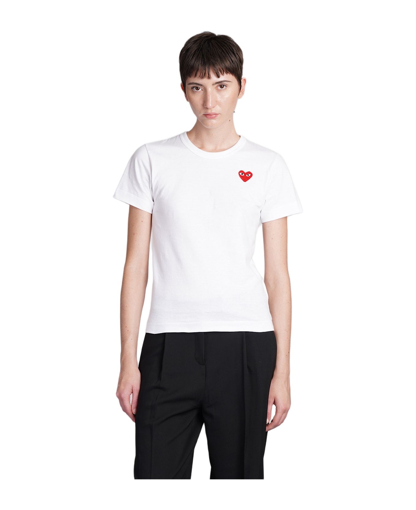 Comme des Garçons Play T-shirt In White Cotton - WHITE