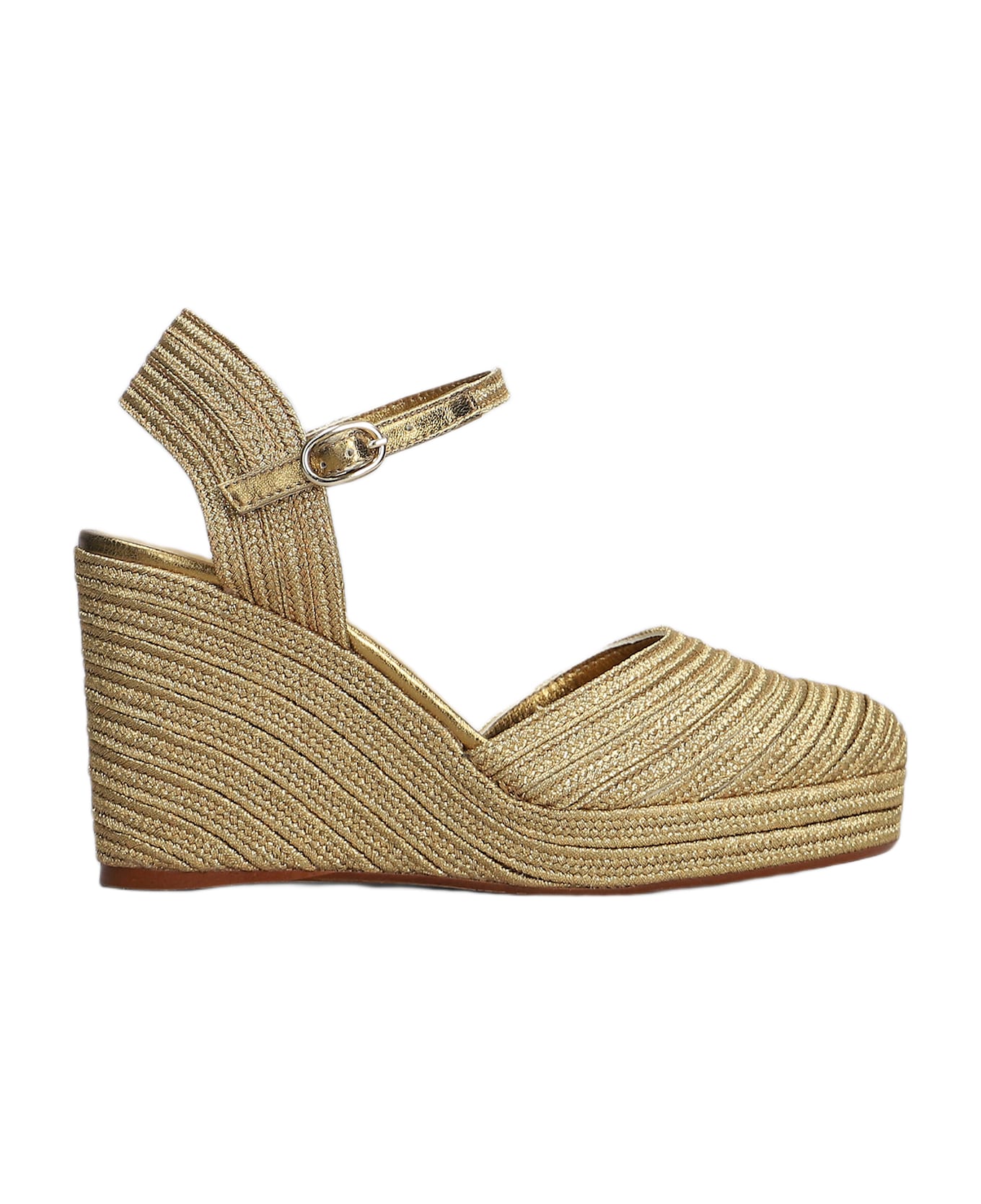 Castañer Carolyn-142 Wedges In Gold Fabric - gold