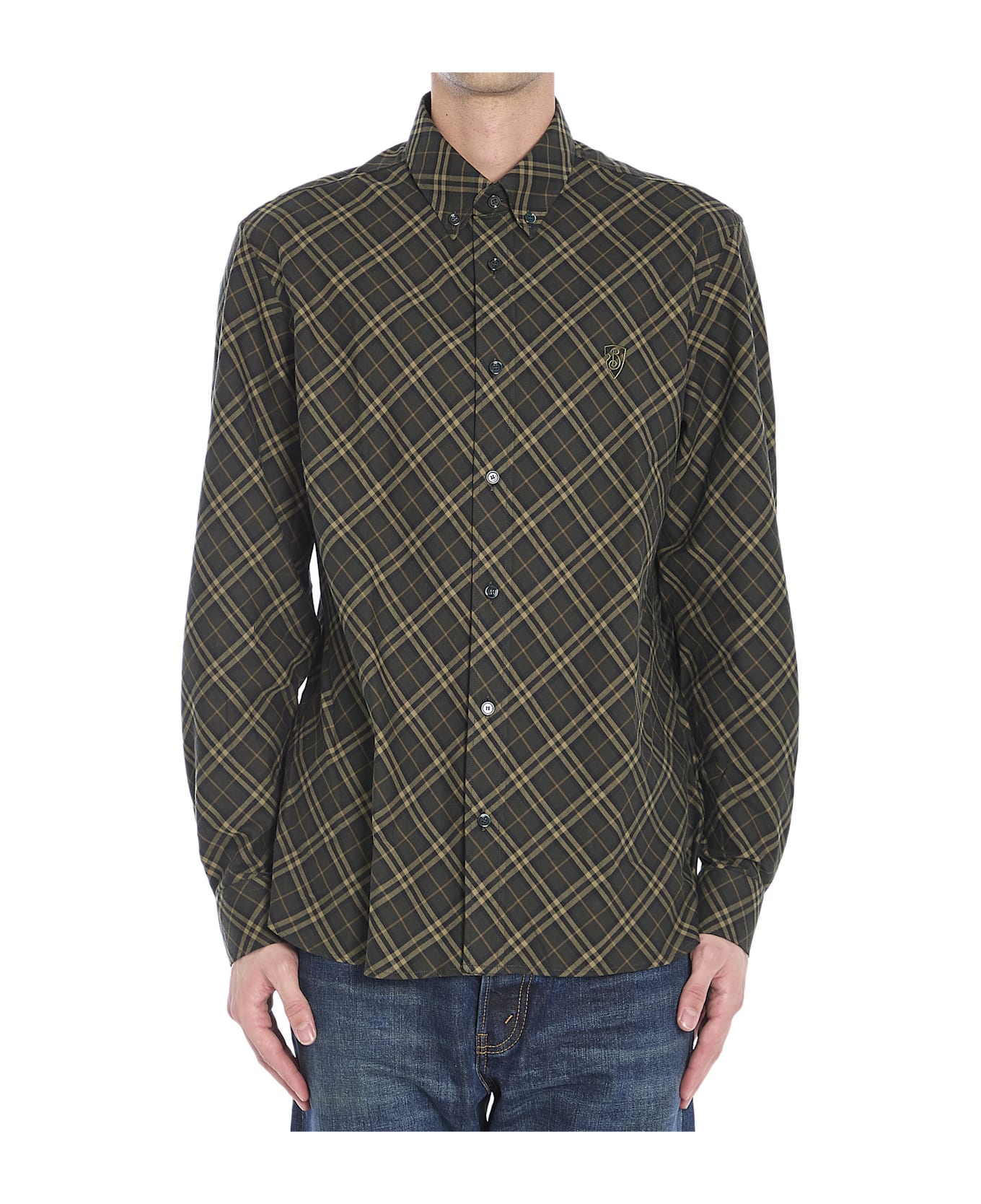 Burberry Check Cotton Shirt - BLACK