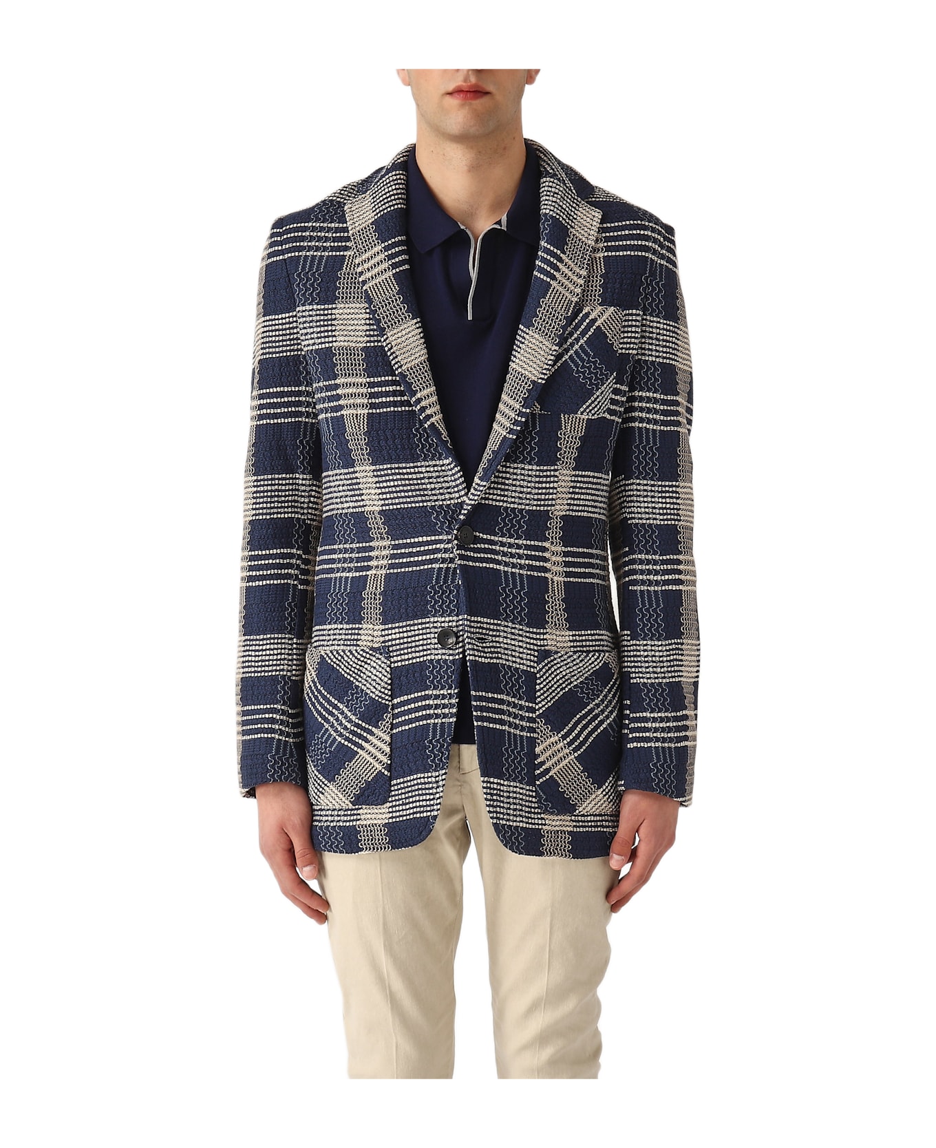 Etro Knitted Jacket Half-lined Jacket - MADRAS NAVY
