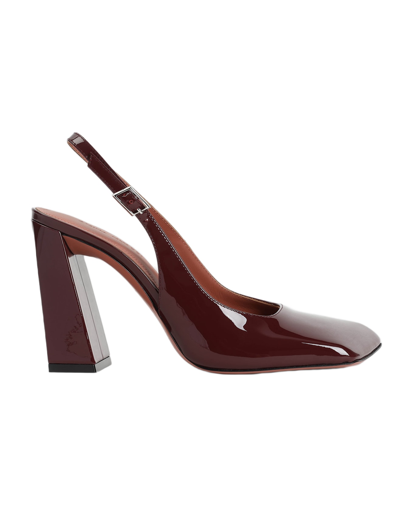 Amina Muaddi Charlotte Sling Pumps - Wine Silver