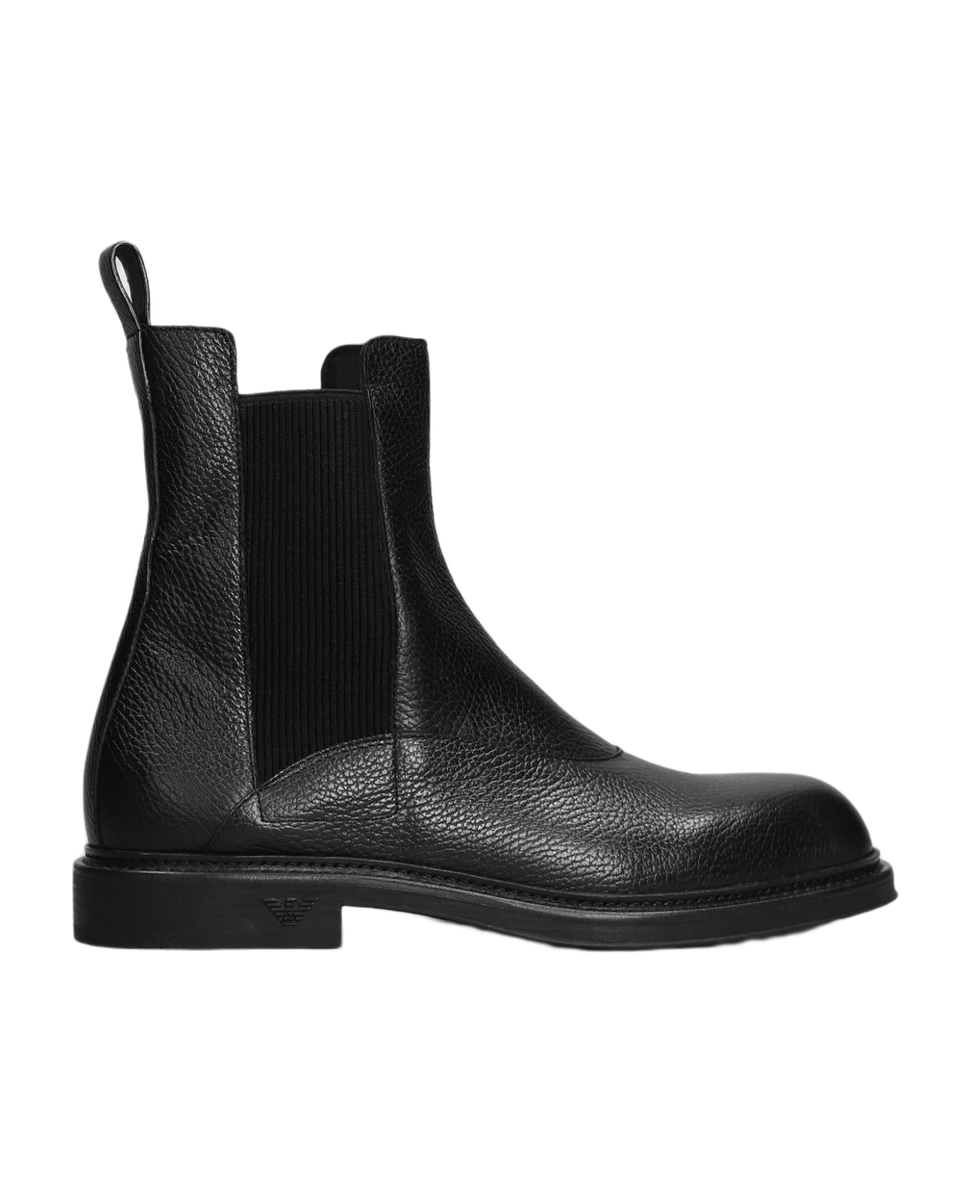 Emporio Armani Ankle Boots In Black Leather - black