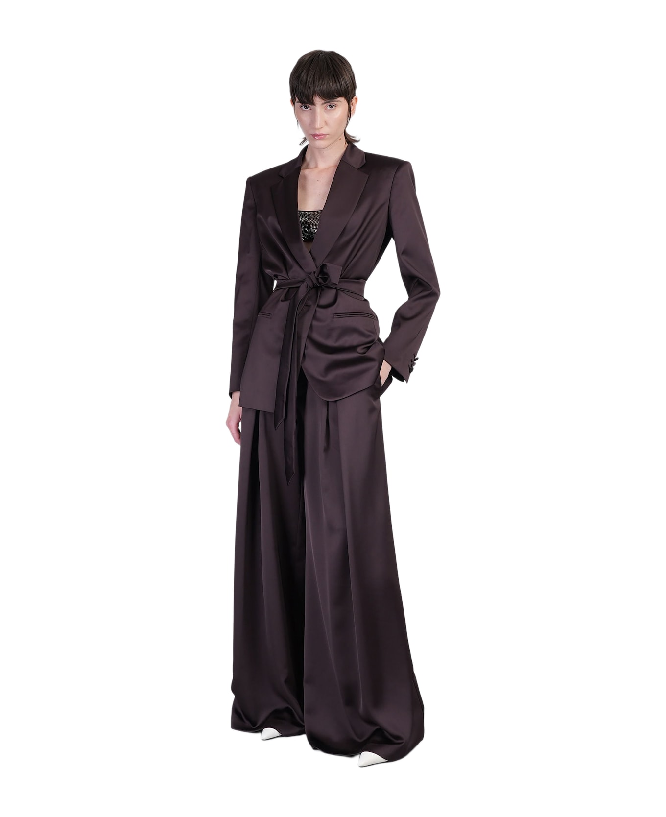 The Andamane Tara Pants In Brown Polyester - brown