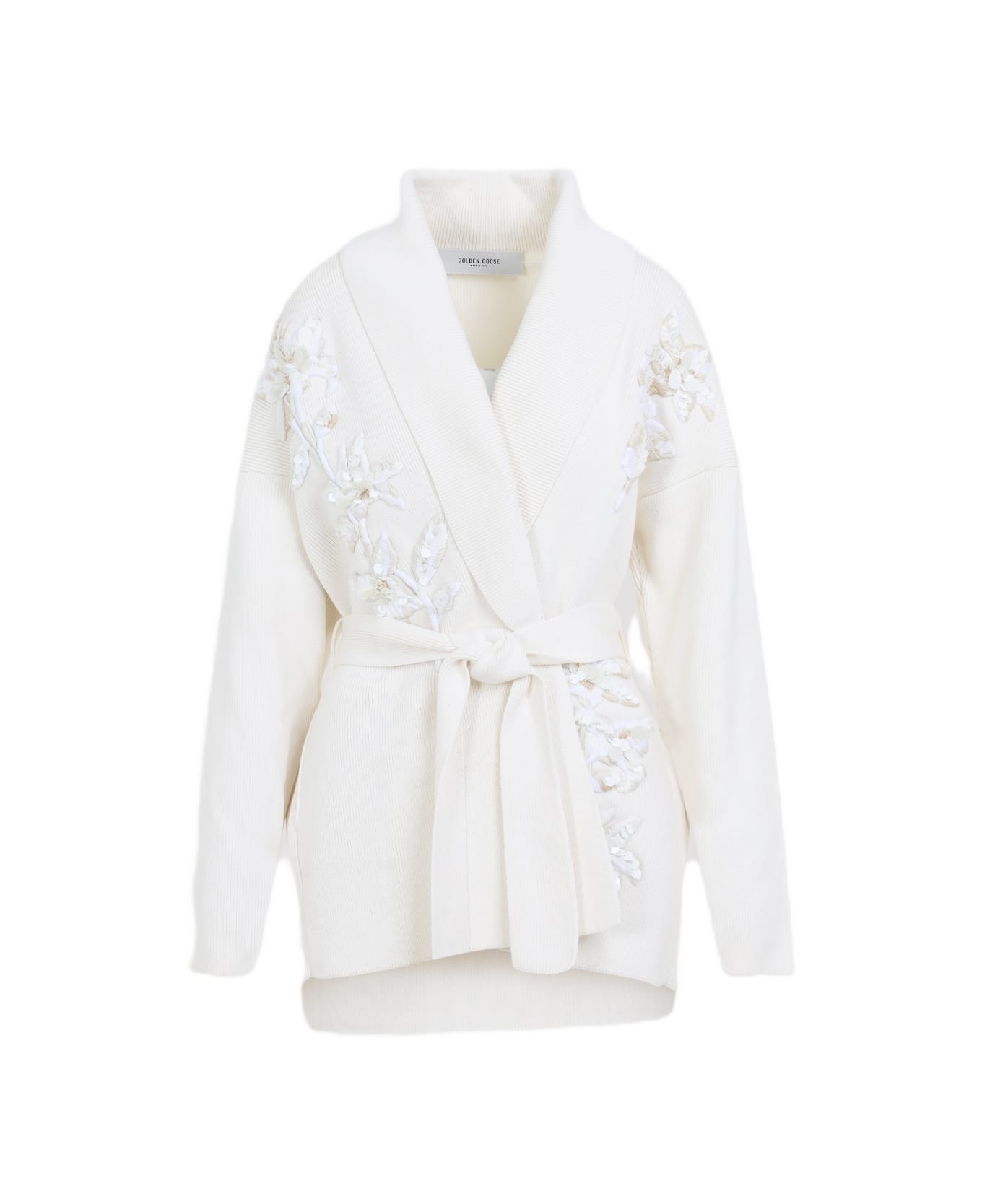 Golden Goose Belted Knit Cardigan - Natural White