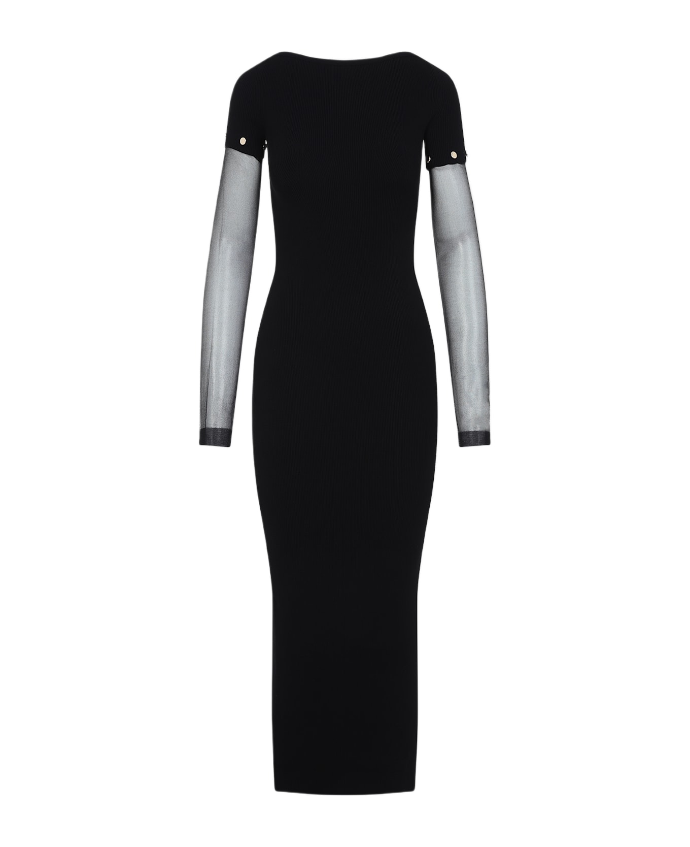 SportMax Grazia Transparent Sleeves Dress - Nero