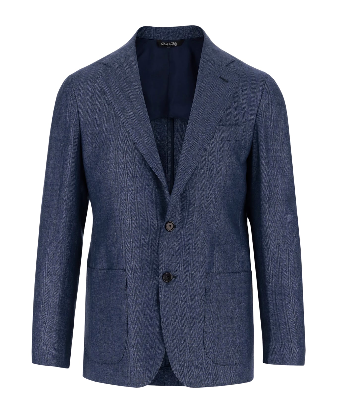 Brian Dales Single-breasted Linen Jacket - Blue