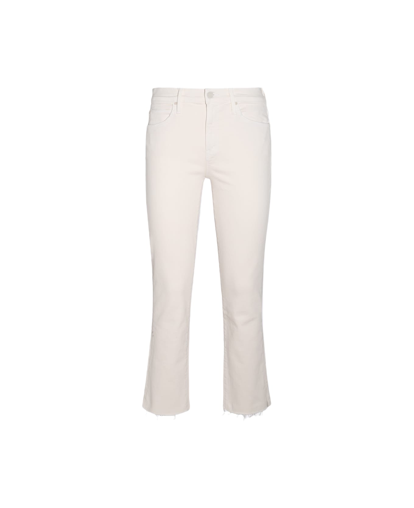 Mother Cream Denim Cropped The Raskal Ripped Ankle Jeans - White