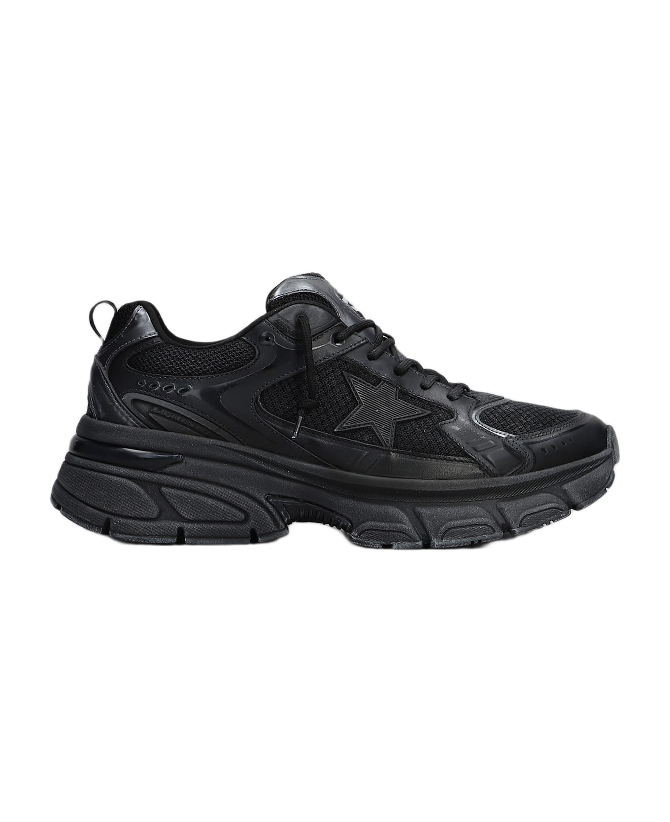 Golden Goose Light Star Sneakers In Black Leather And Fabric - black