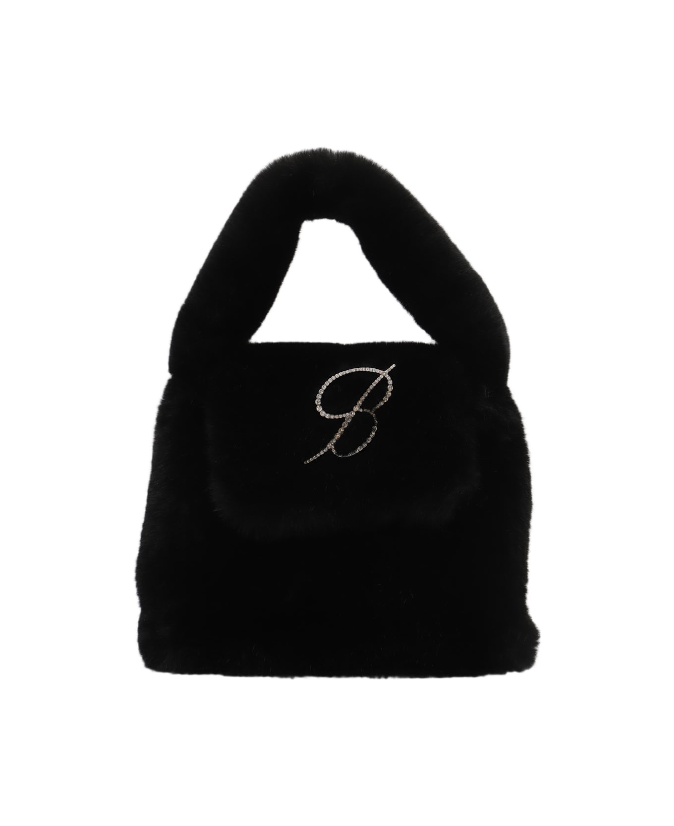 Blumarine Black Faux Fur Monogram B Bag - Black
