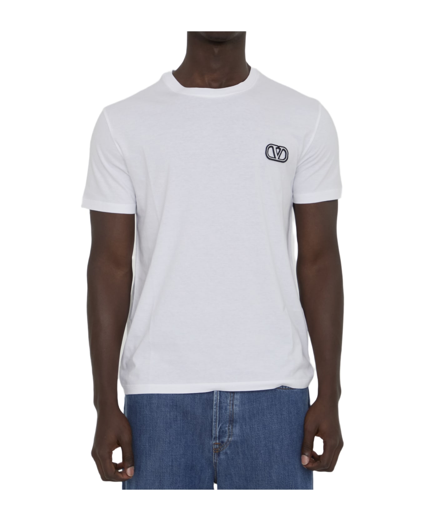 Tシャツ・カットソー VALENTINO Valentino Garavani 'VLogo' shirt (V3ABQ35AL0 PG8) Valentino // White V Logo Boxy T-Shirt – VSP Consignment