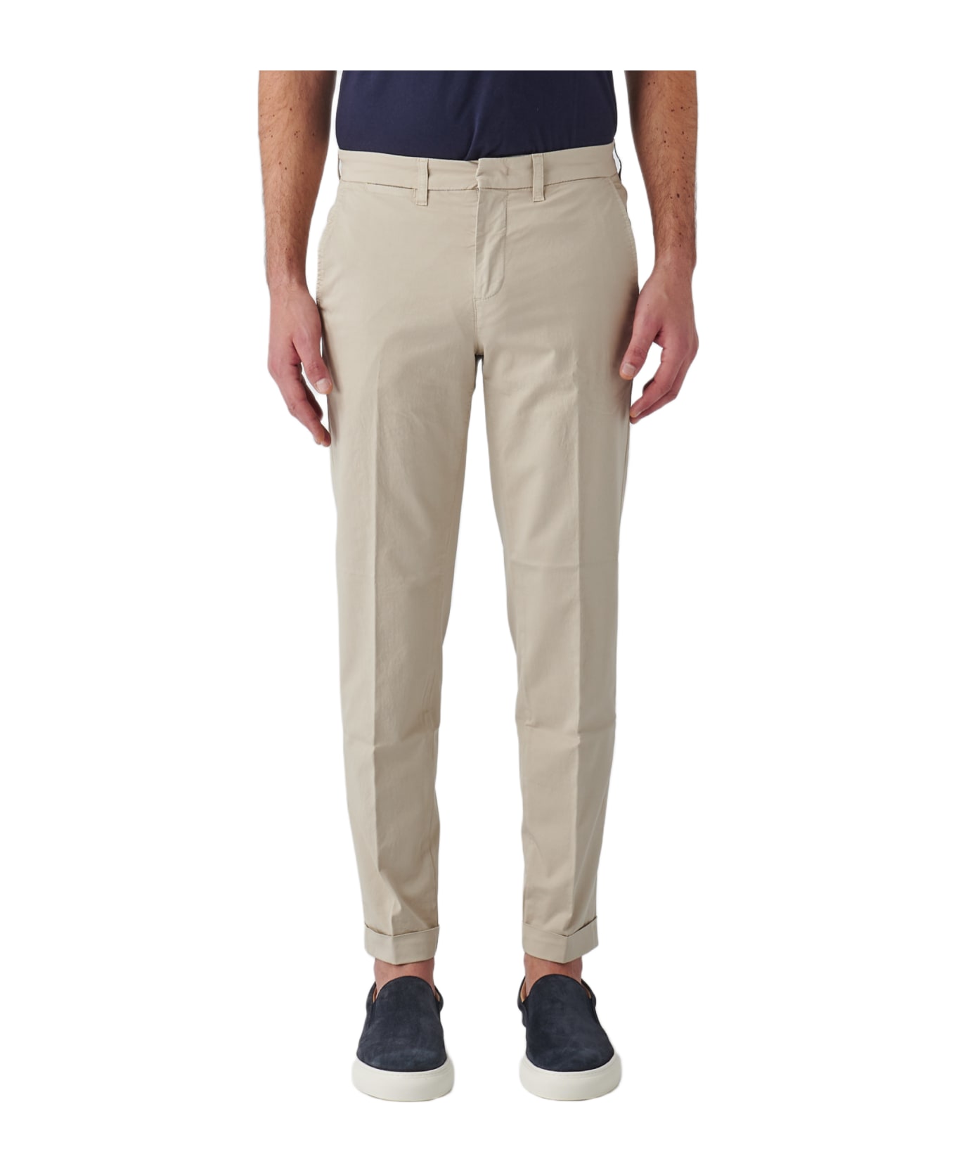 Fay Capri Trousers With Turn-up - BEIGE