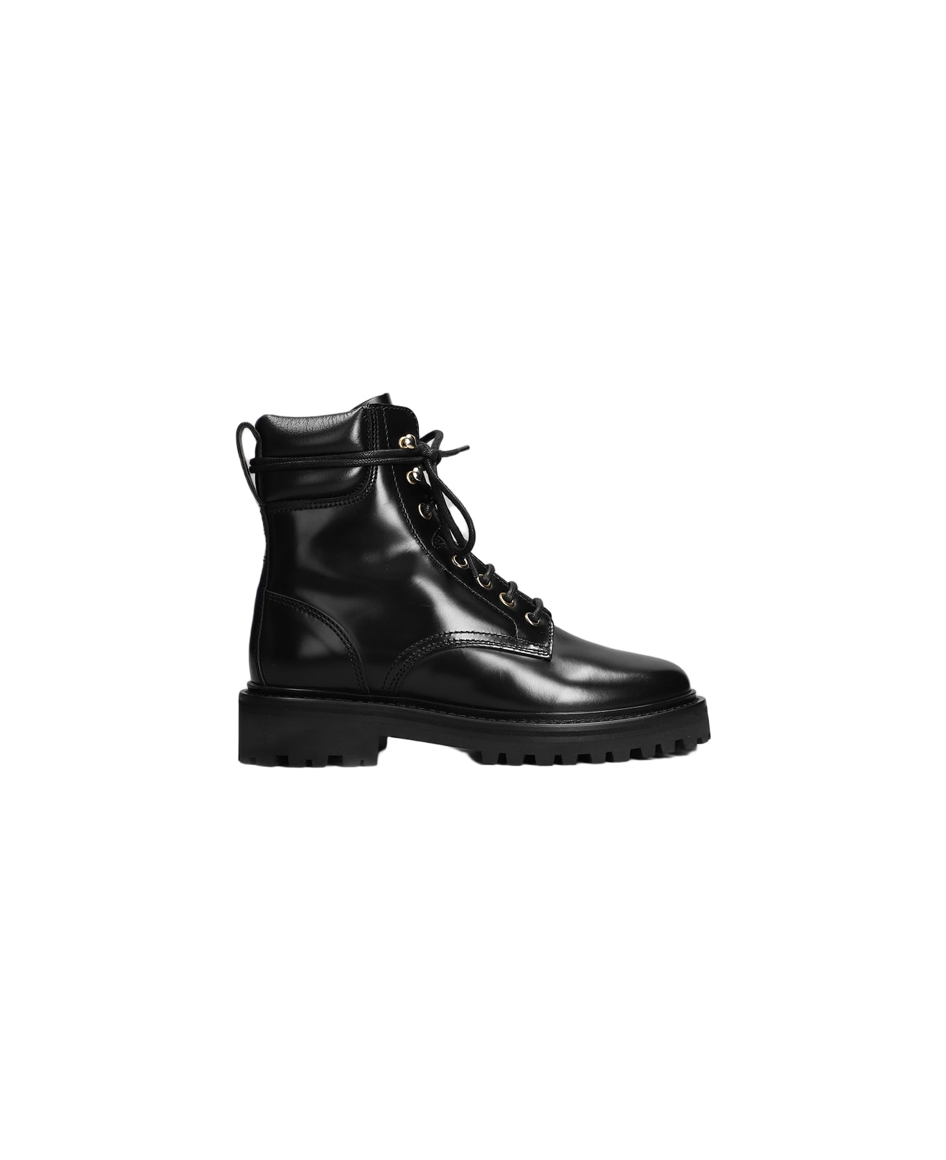 Marant Étoile Campa Combat Boots In Black Leather - BLACK