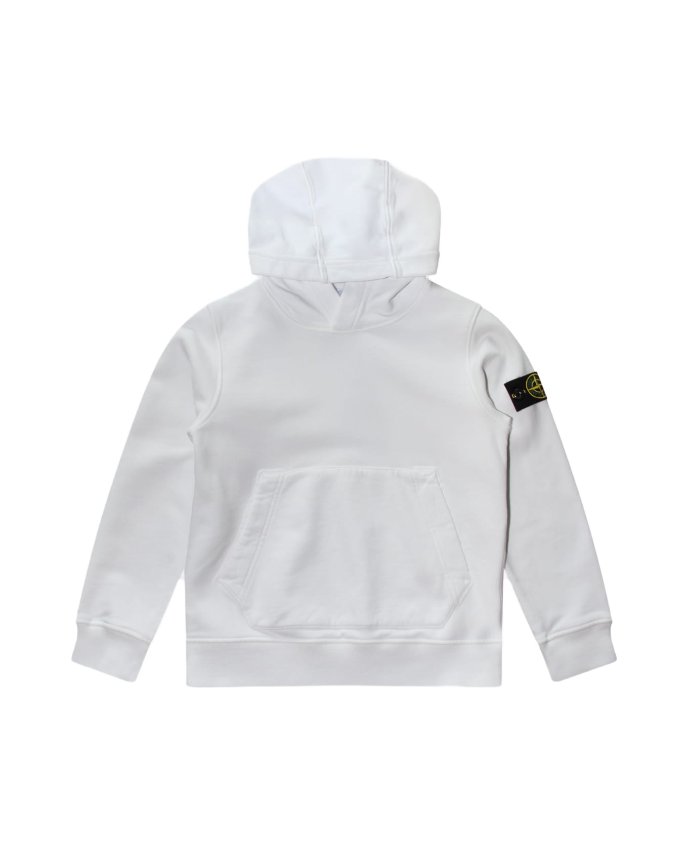 Stone Island Junior White Cotton Sweatshirt - WHITE