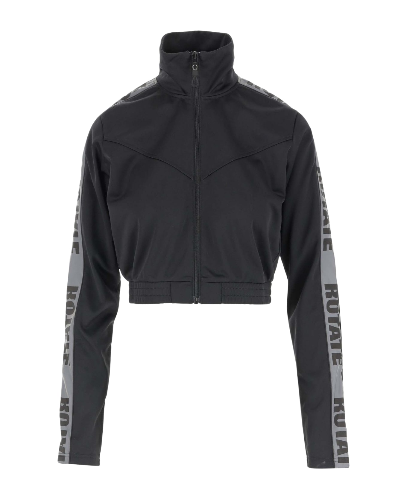 Rotate by Birger Christensen Nylon Crop Jacket With Logo - Black