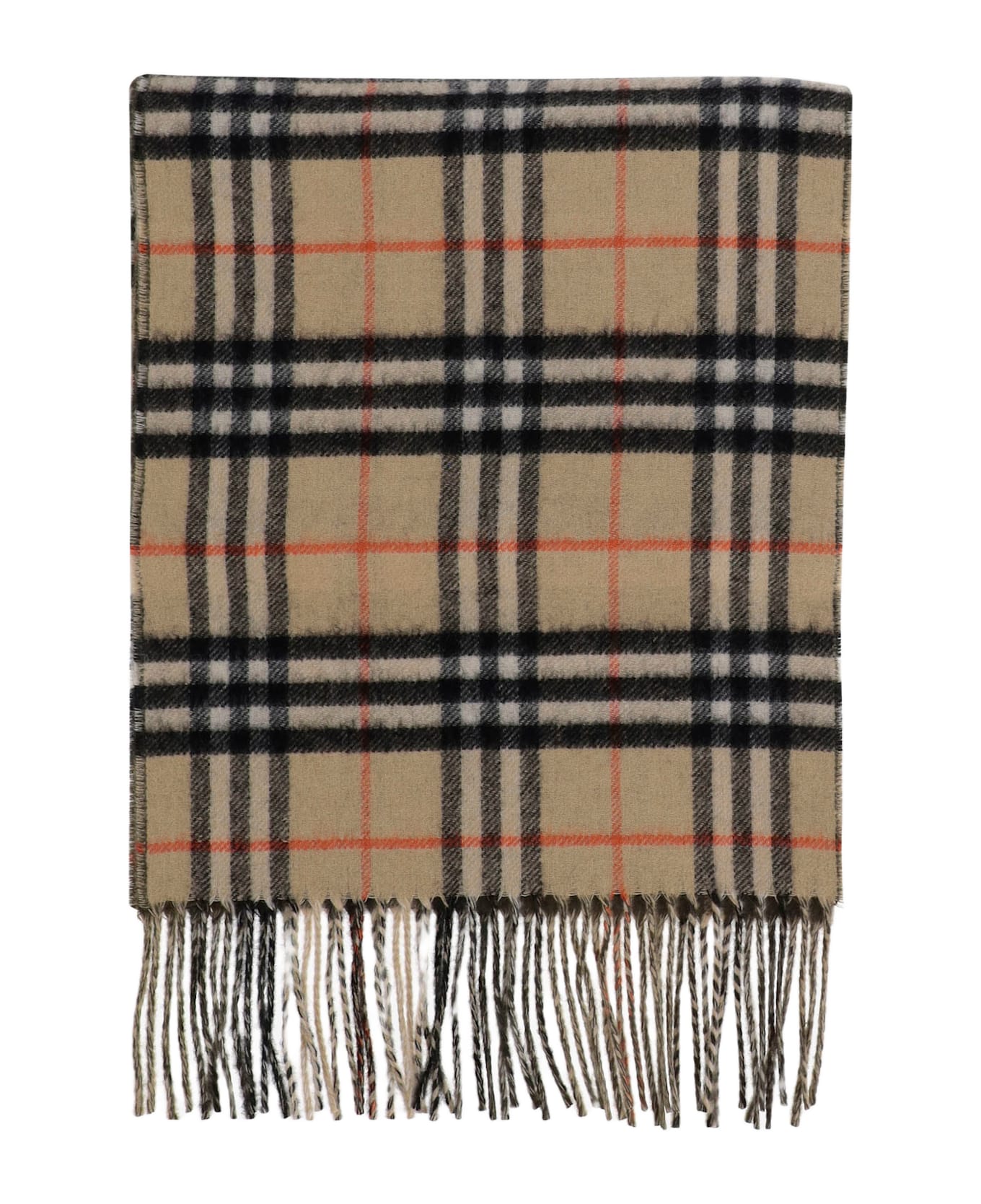 Burberry Reversible Cashmere Scarf With Check Pattern - Red