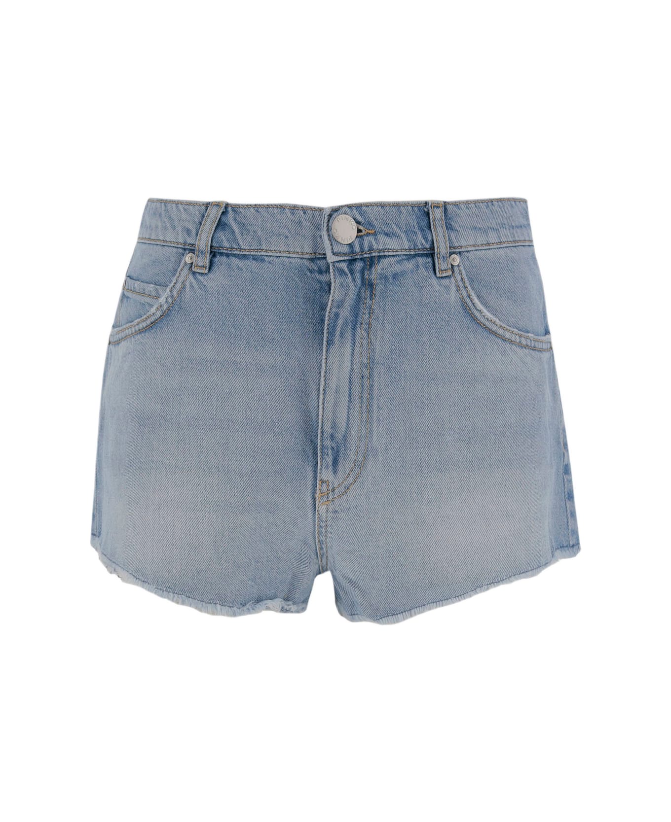 Pinko Cotton Blend Denim Shorts - Denim