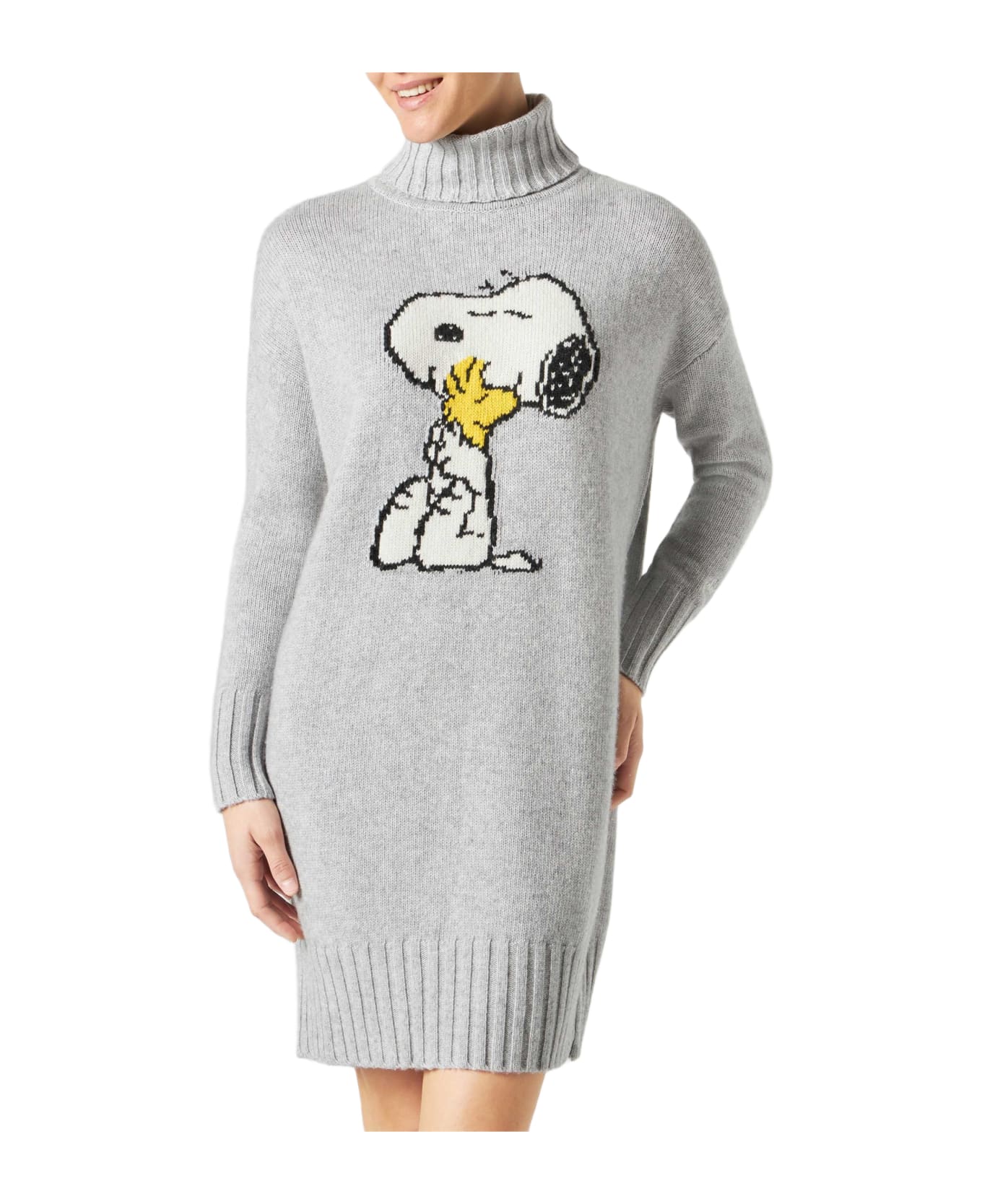 MC2 Saint Barth Woman Knit Dress With Snoopy Jacquard Print | ©peanuts Special Edition - GREY ニットウェア