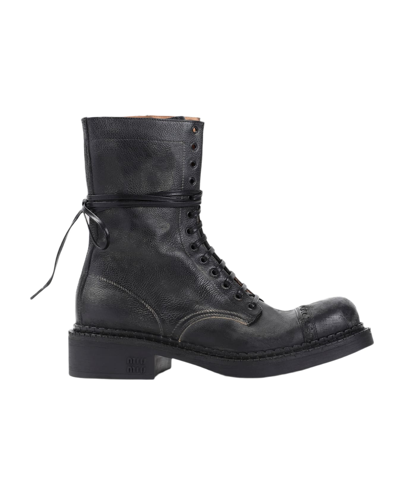 Miu Miu Laced Ankle Boots - Nero