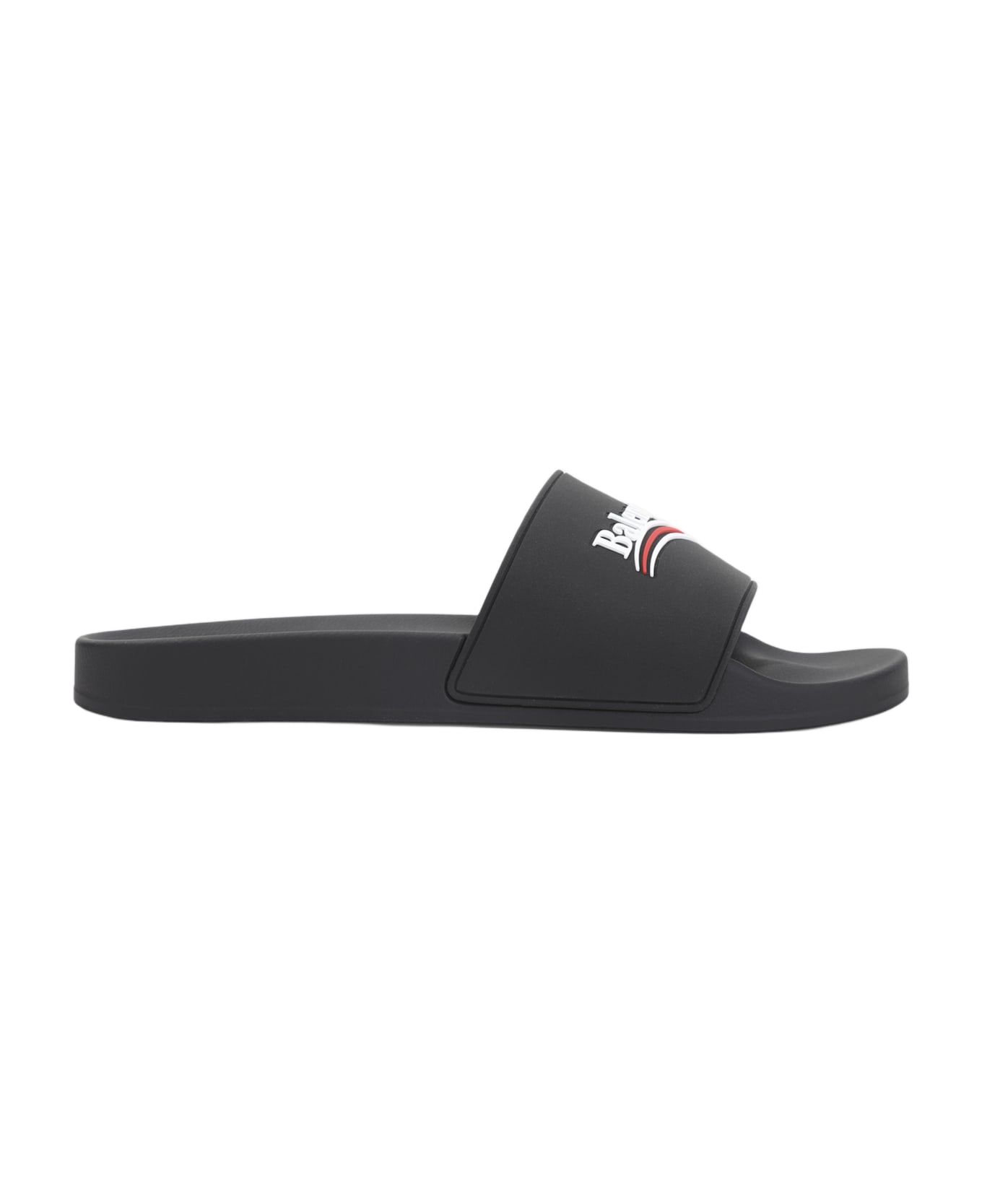 Balenciaga Pool Rubber Political Logo Slide - Black White Red