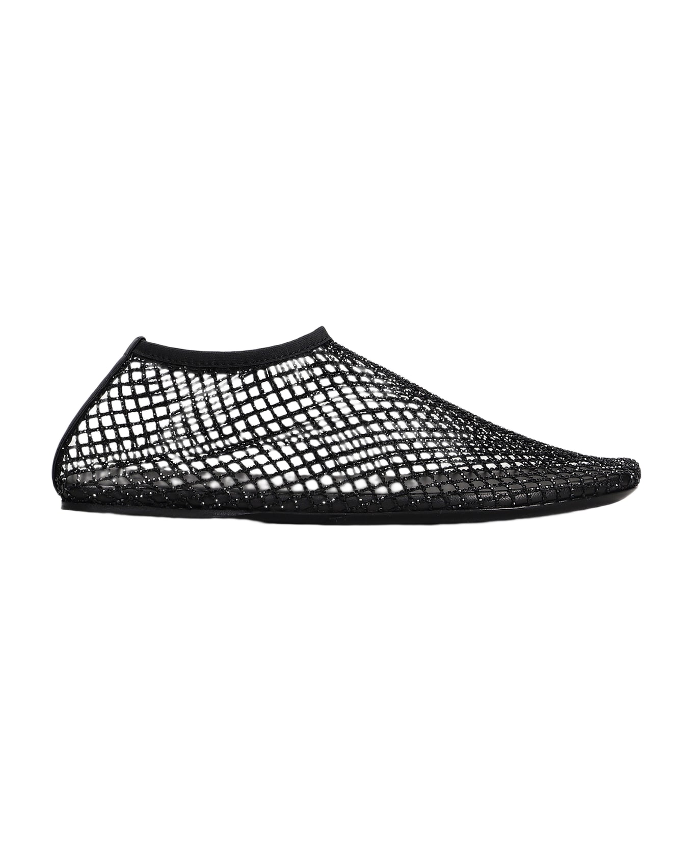 Christopher Esber Minette Crystal Mesh Ballet Flats In Black Nylon - black