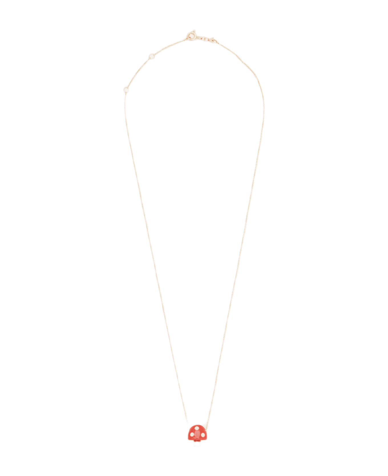 Aliita 9k Gold Amanita Red W/white Pois Necklace - Red