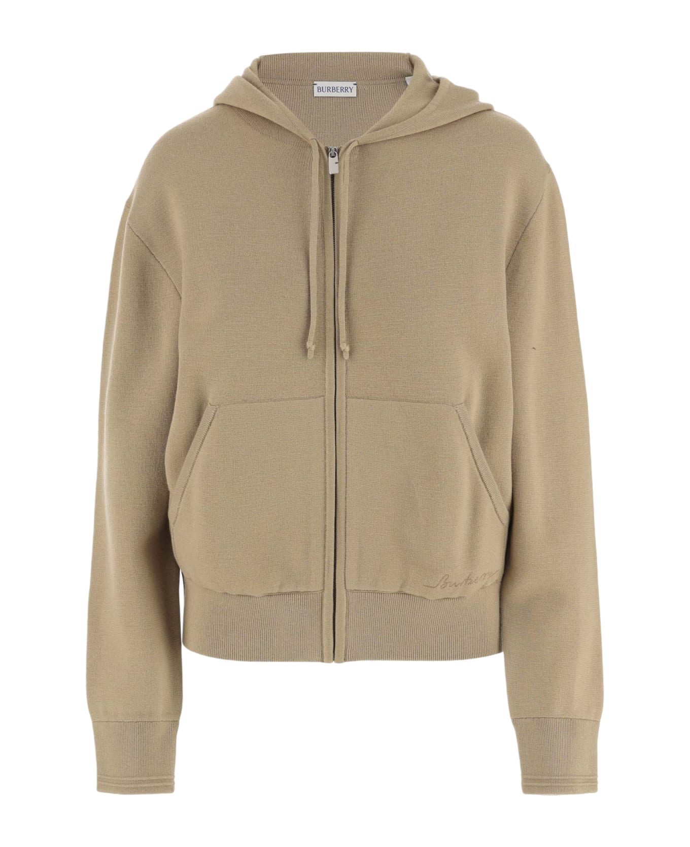 Burberry Wool Blend Sweatshirt With Logo - Beige