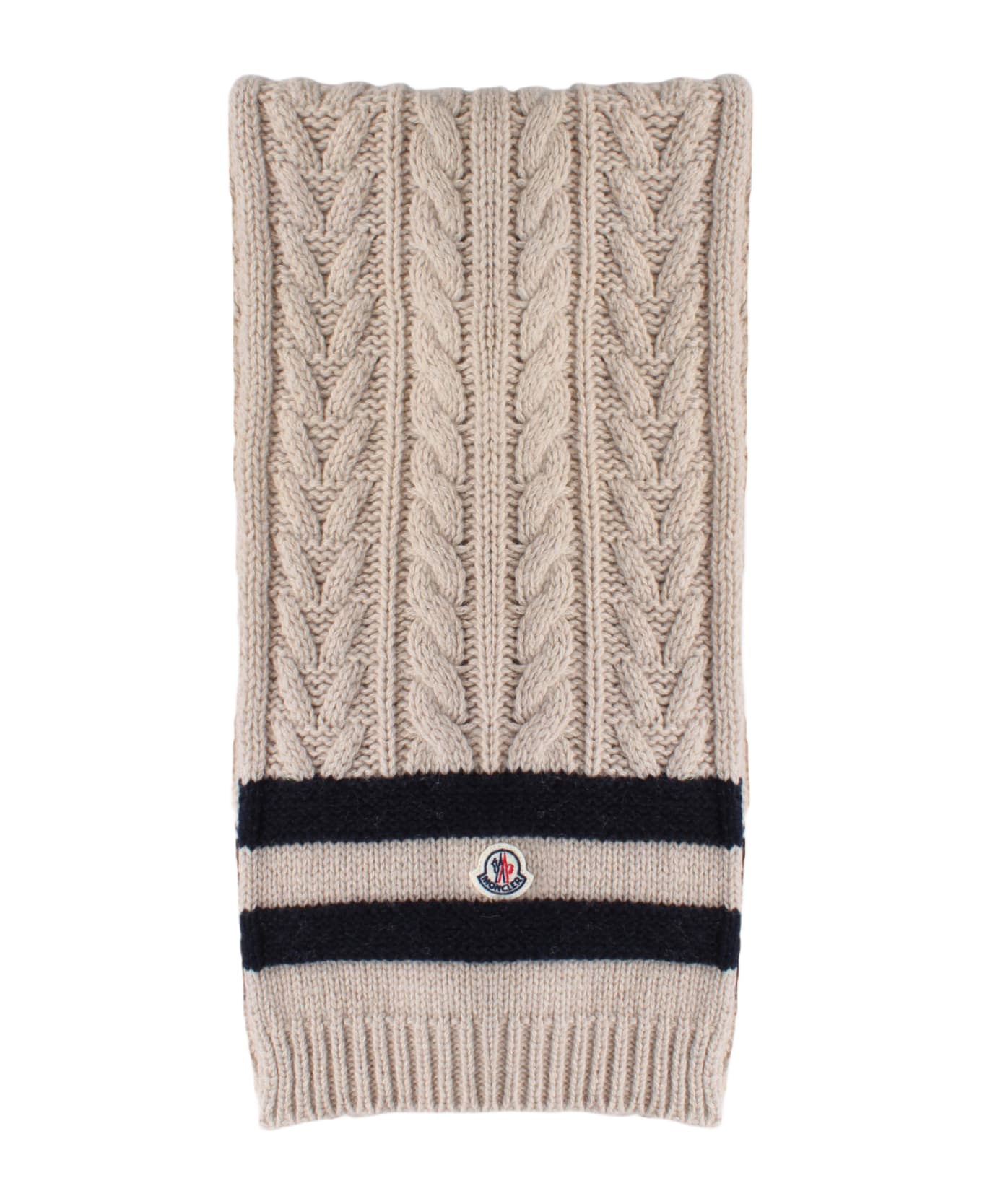 Moncler Beige Scarf With Blue Details