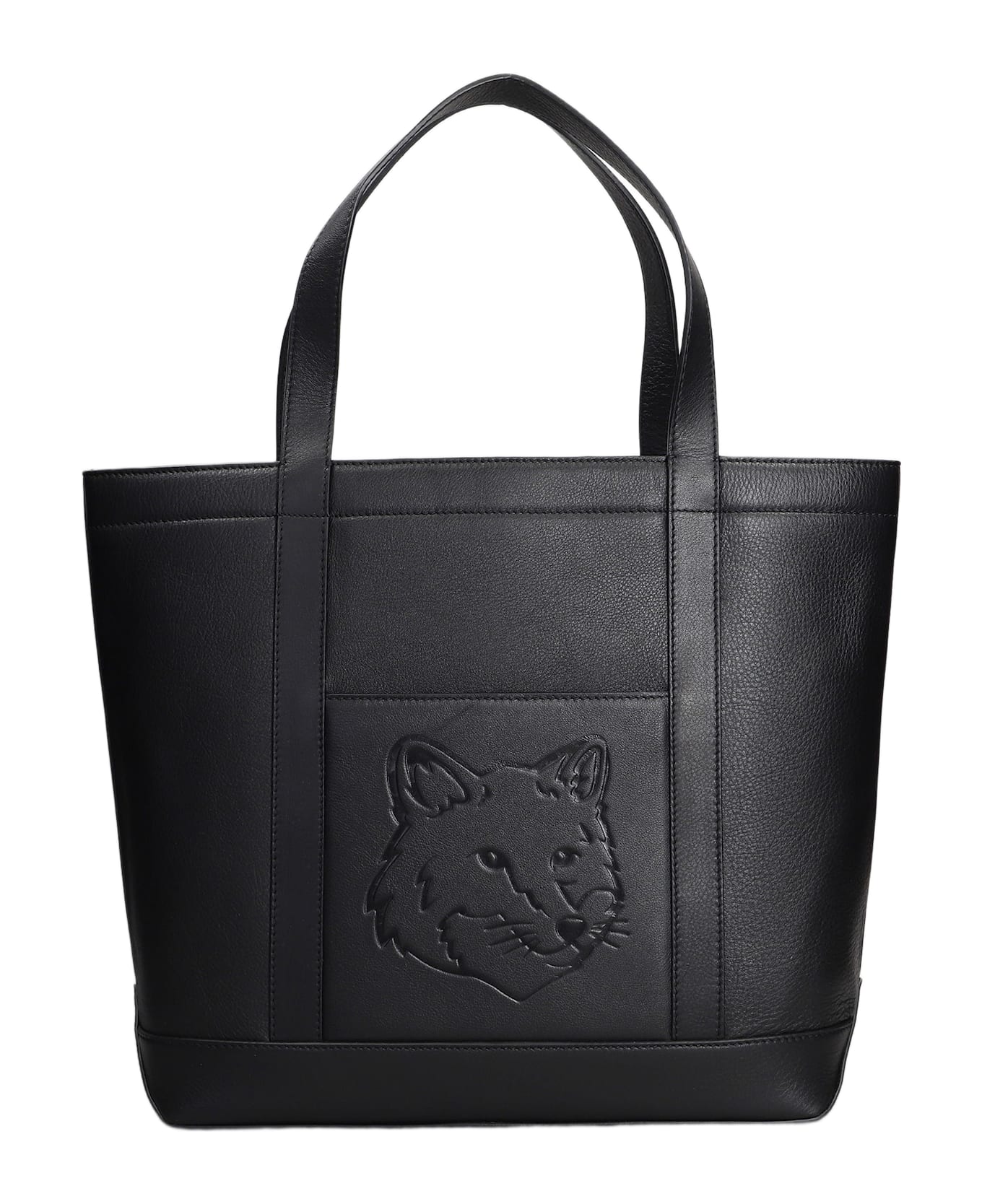 Maison Kitsuné Tote In Black Leather - black