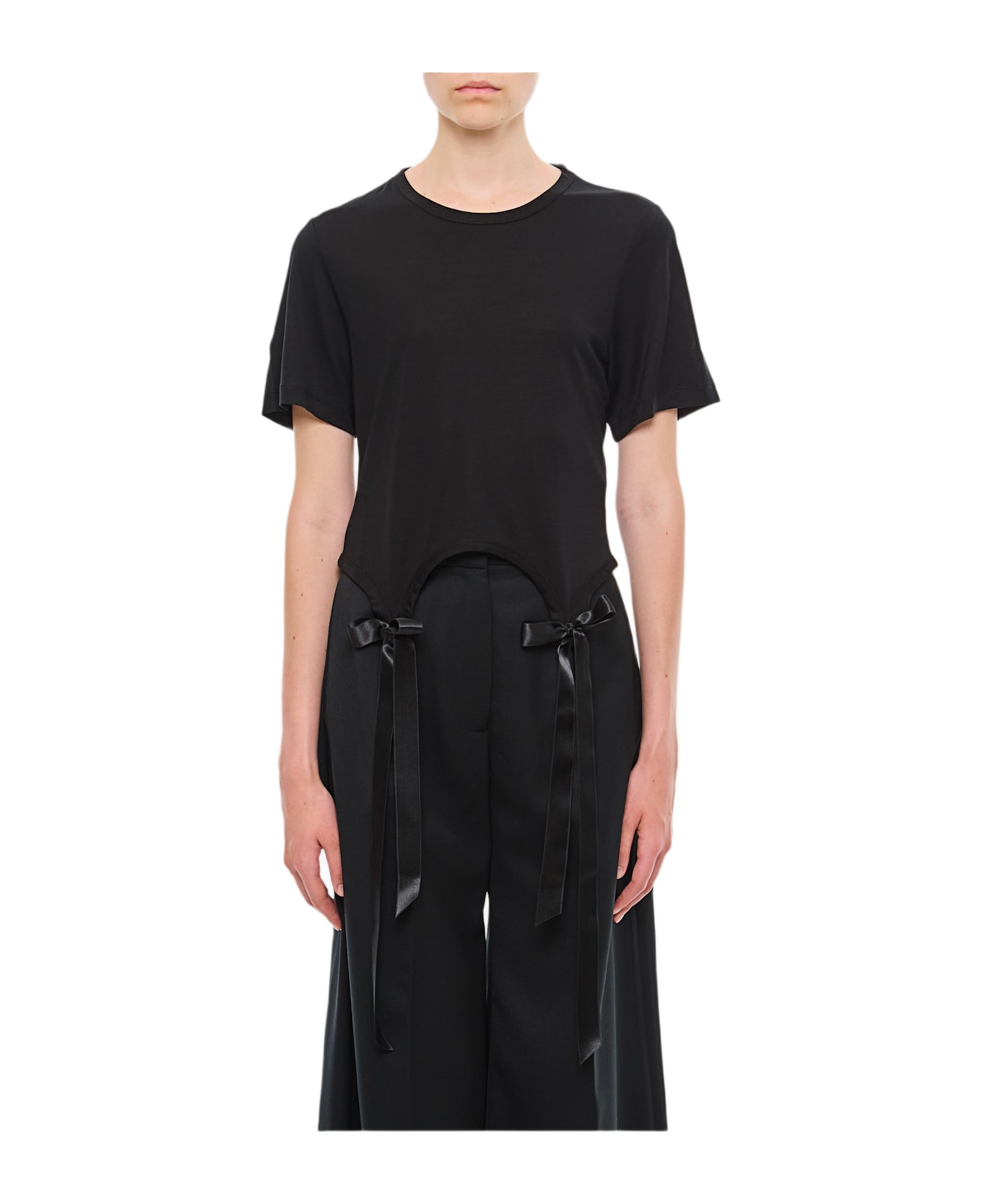 Simone Rocha Easy T-shirt W/ Bow Tails - Black